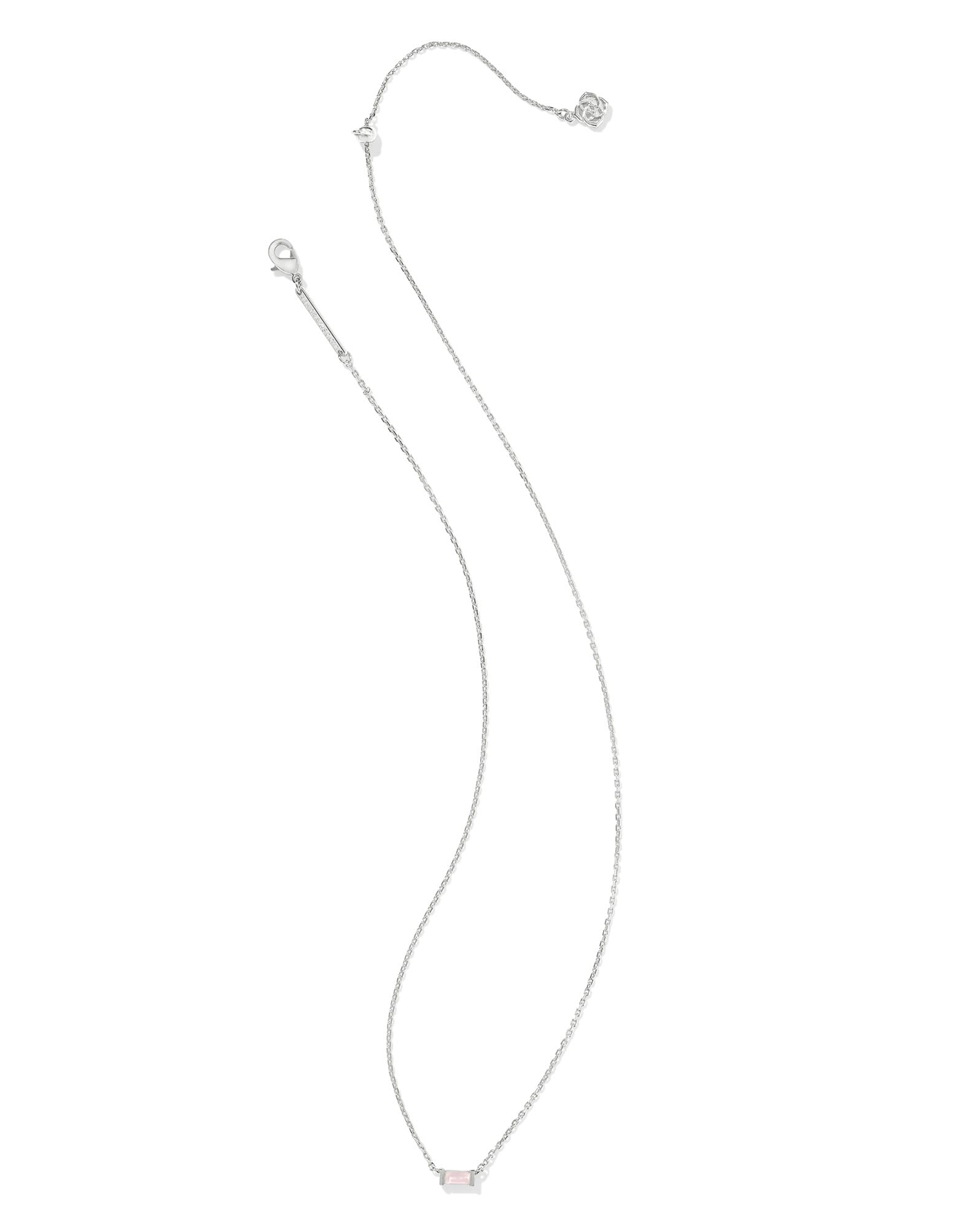 Juliette Silver Pendant Necklace in Rose Quartz