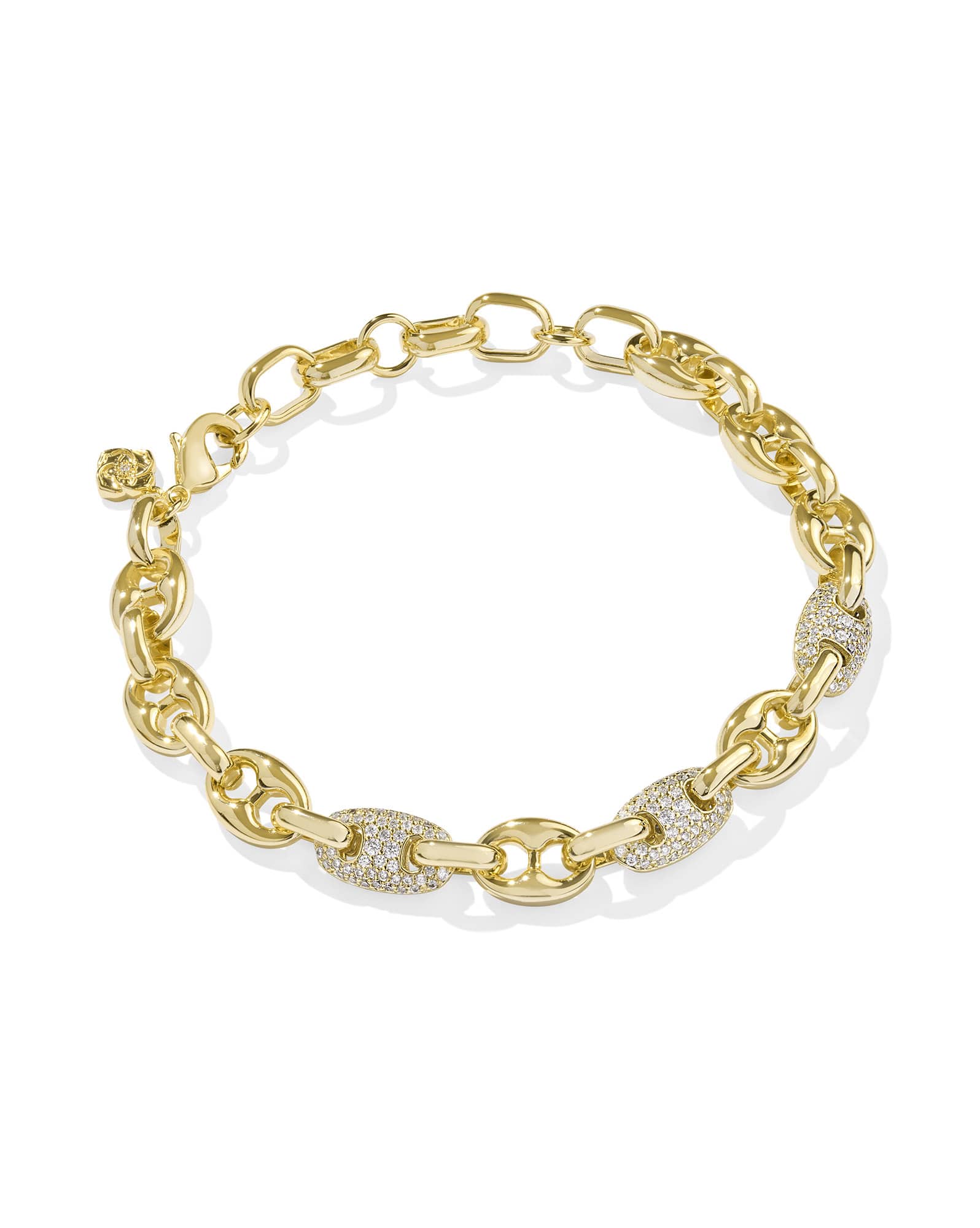 Bailey Gold Pave Chain Bracelet in White Crystal | Kendra Scott