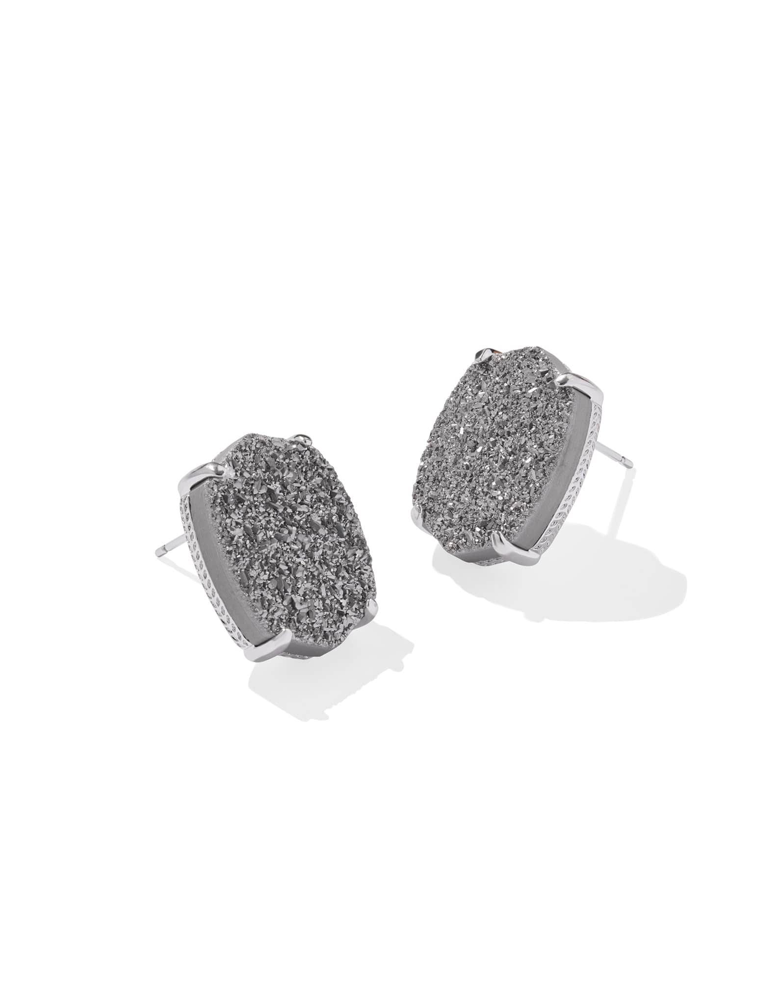 Daphne Silver Large Stud Earrings in Platinum Drusy