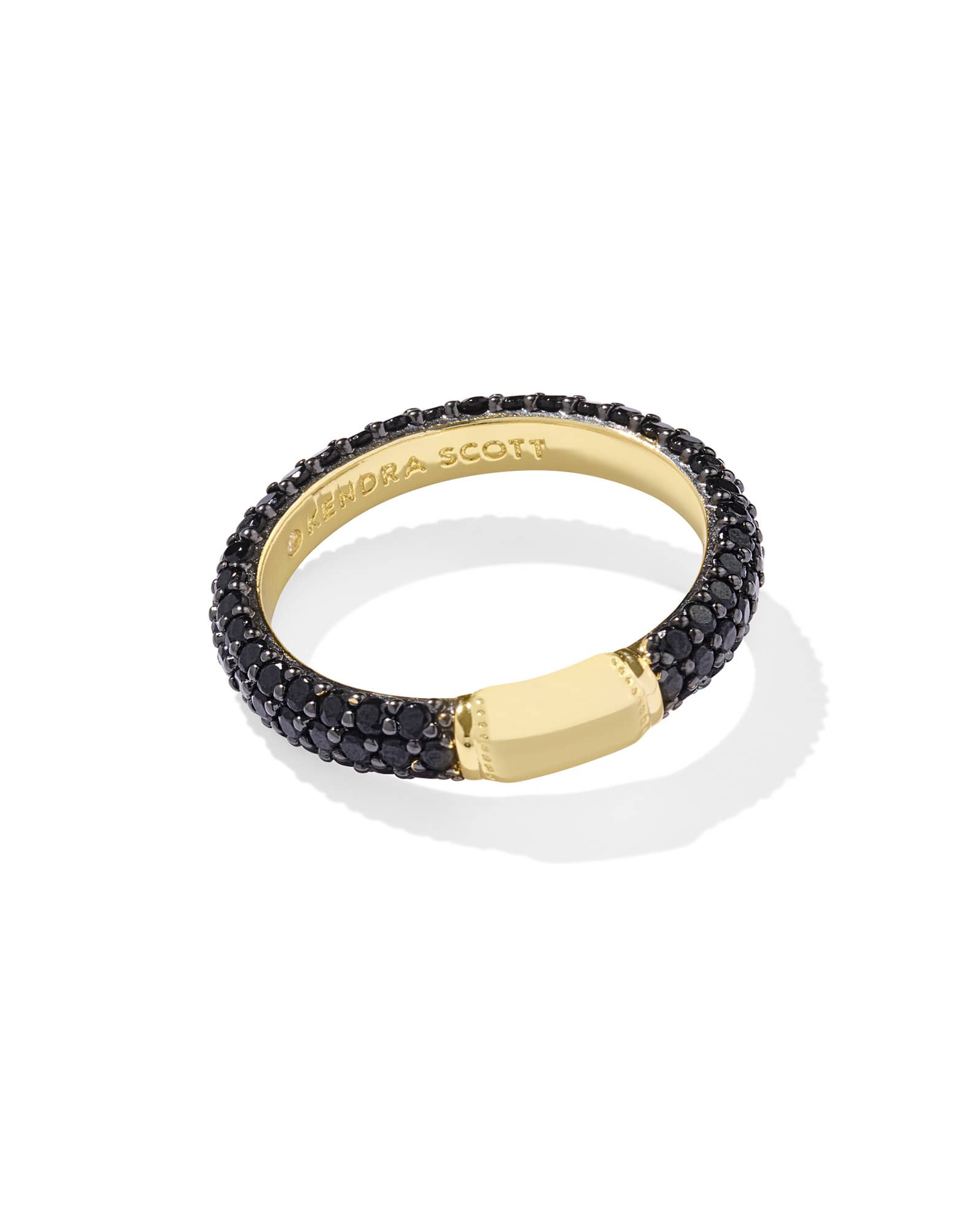 Emery Gold Band Ring in Black Crystal