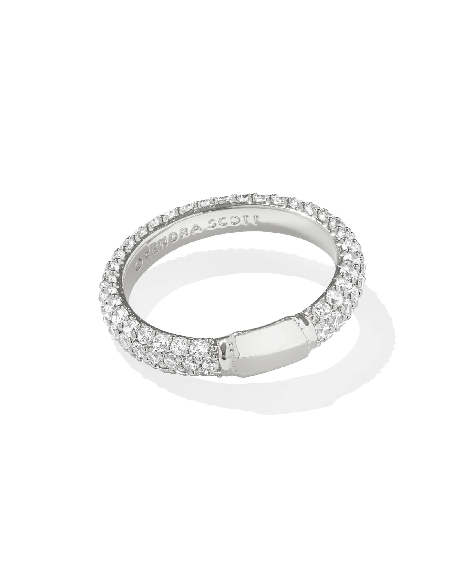 Emery Silver Band Ring in White CZ
