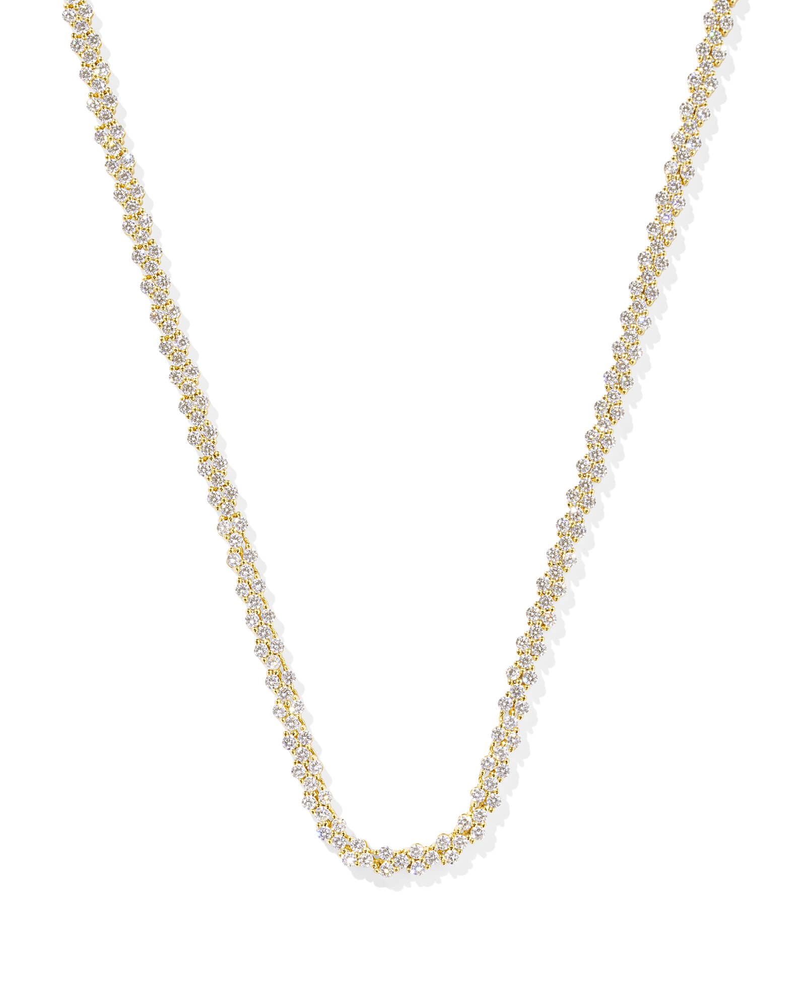 Emery Gold Tennis Necklace in White CZ