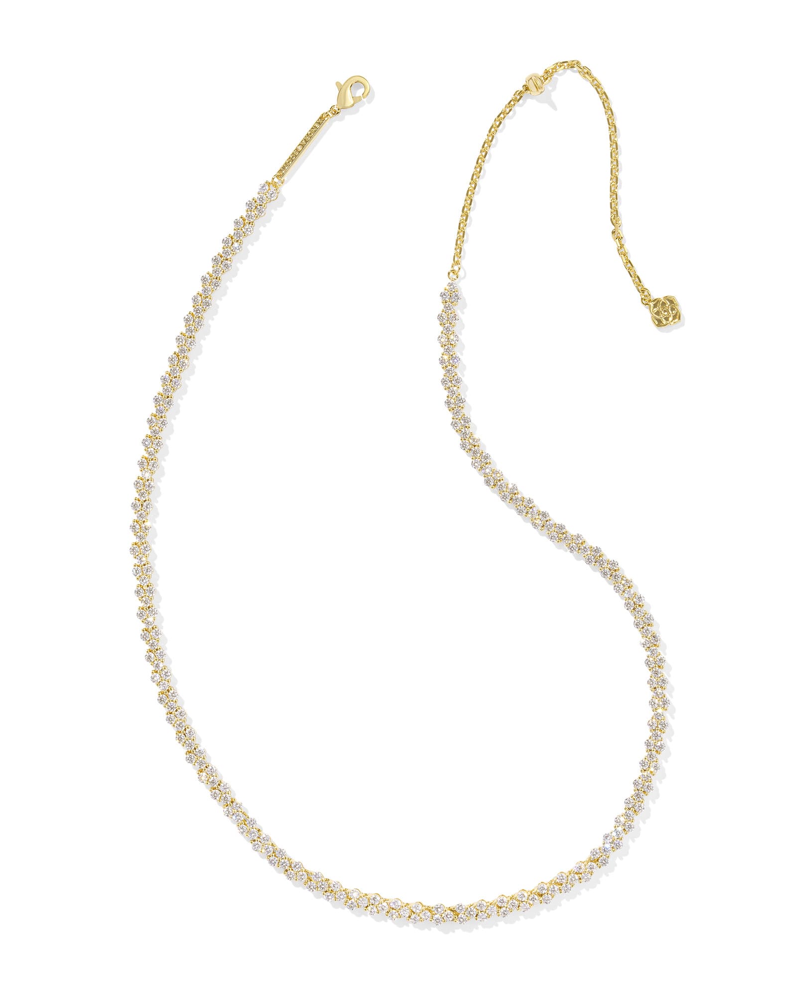 Emery Gold Tennis Necklace in White CZ