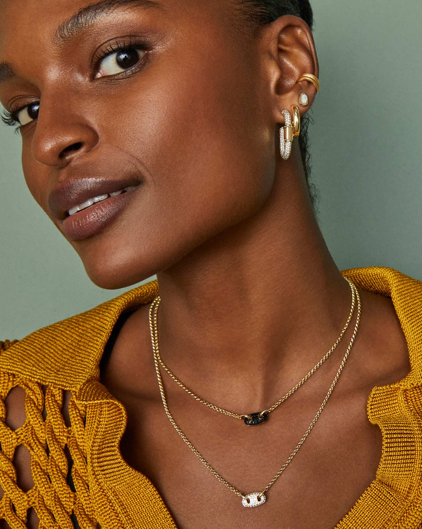 Bailey Gold Pave Short Pendant Necklace in White CZ