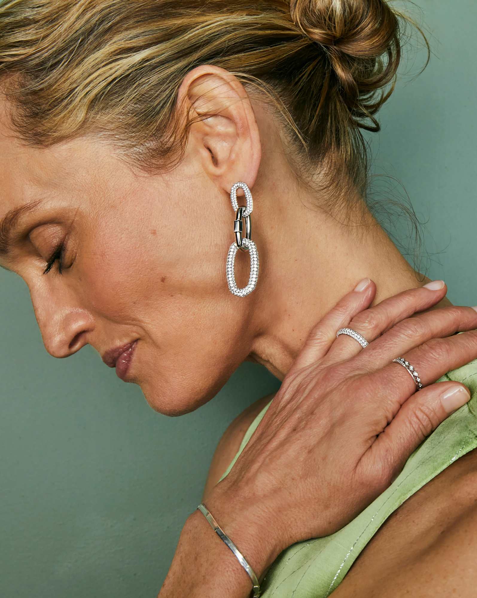 Emery Silver Statement Earrings in White CZ