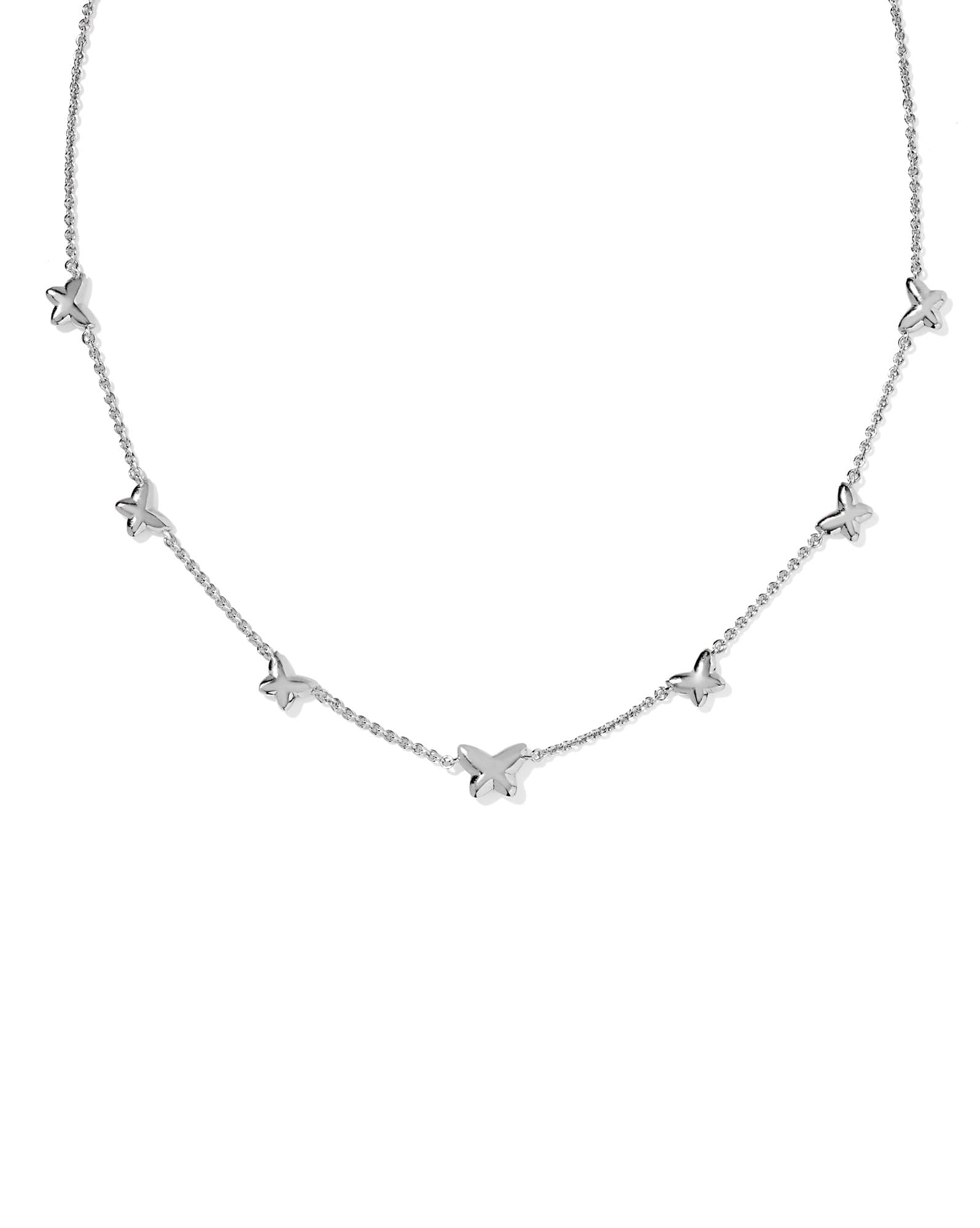 Lillia Butterfly Silver Enamel Strand Necklace