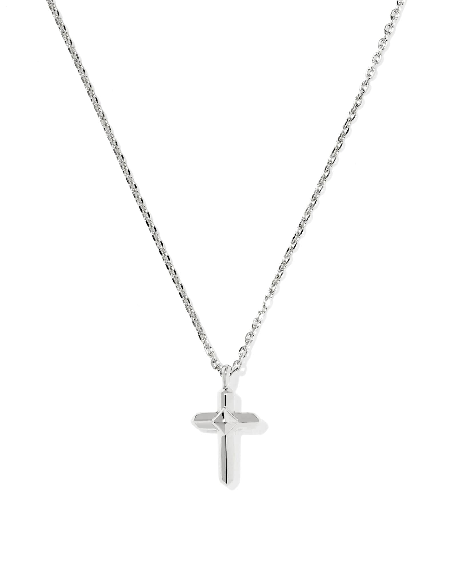Metal Sterling Silver Cross Short Pendant Necklace