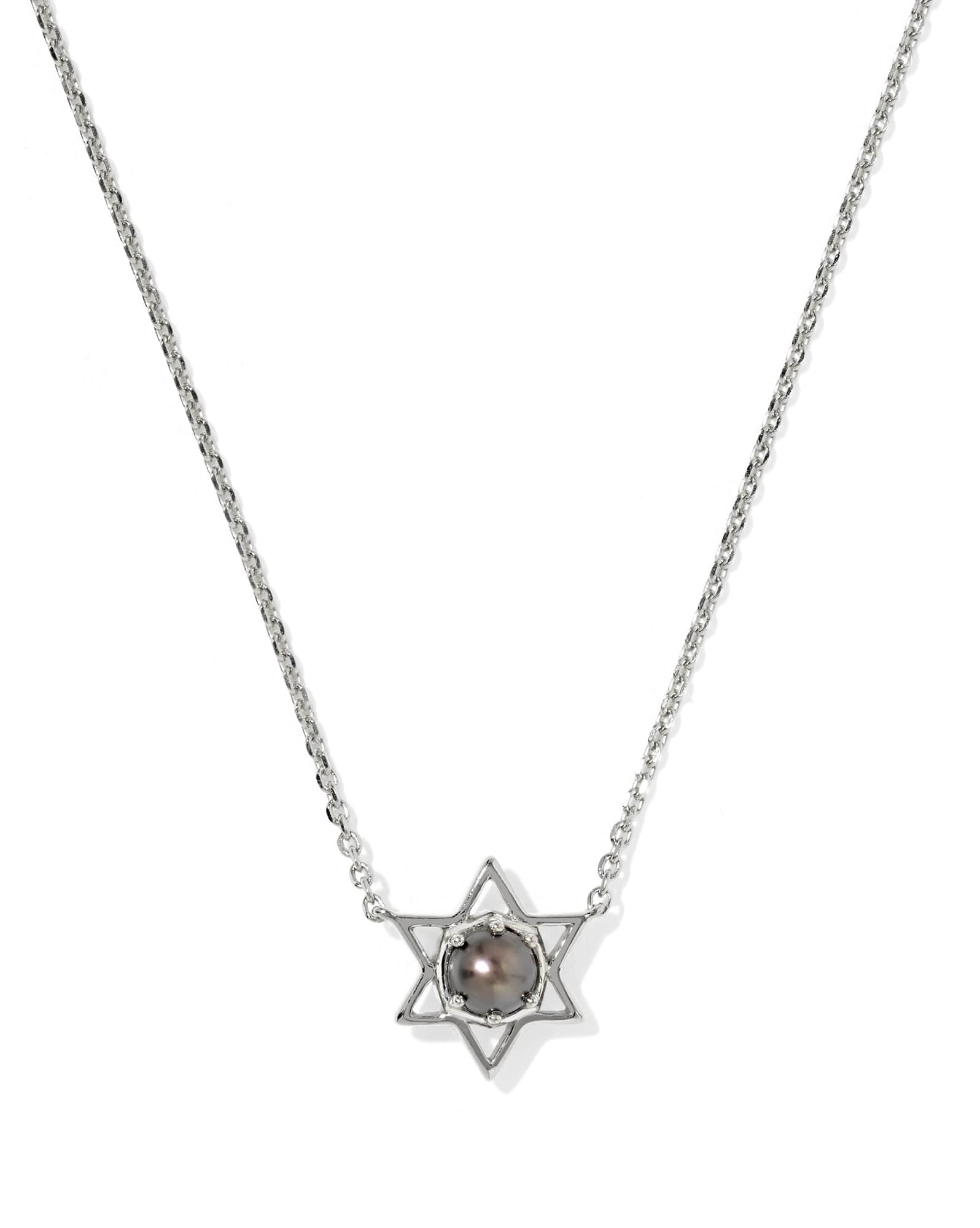 Pearl Star of David Sterling Silver Short Pendant Necklace 
