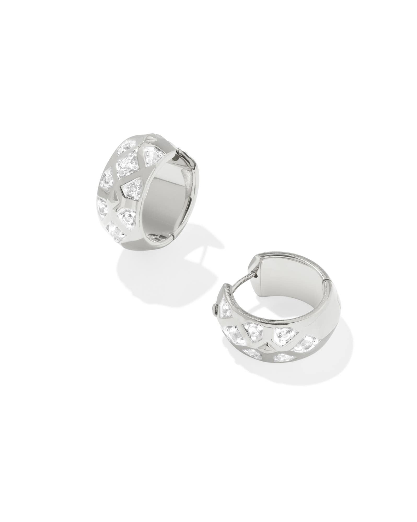 Ashby Sterling Silver Huggie Earrings in White Topaz