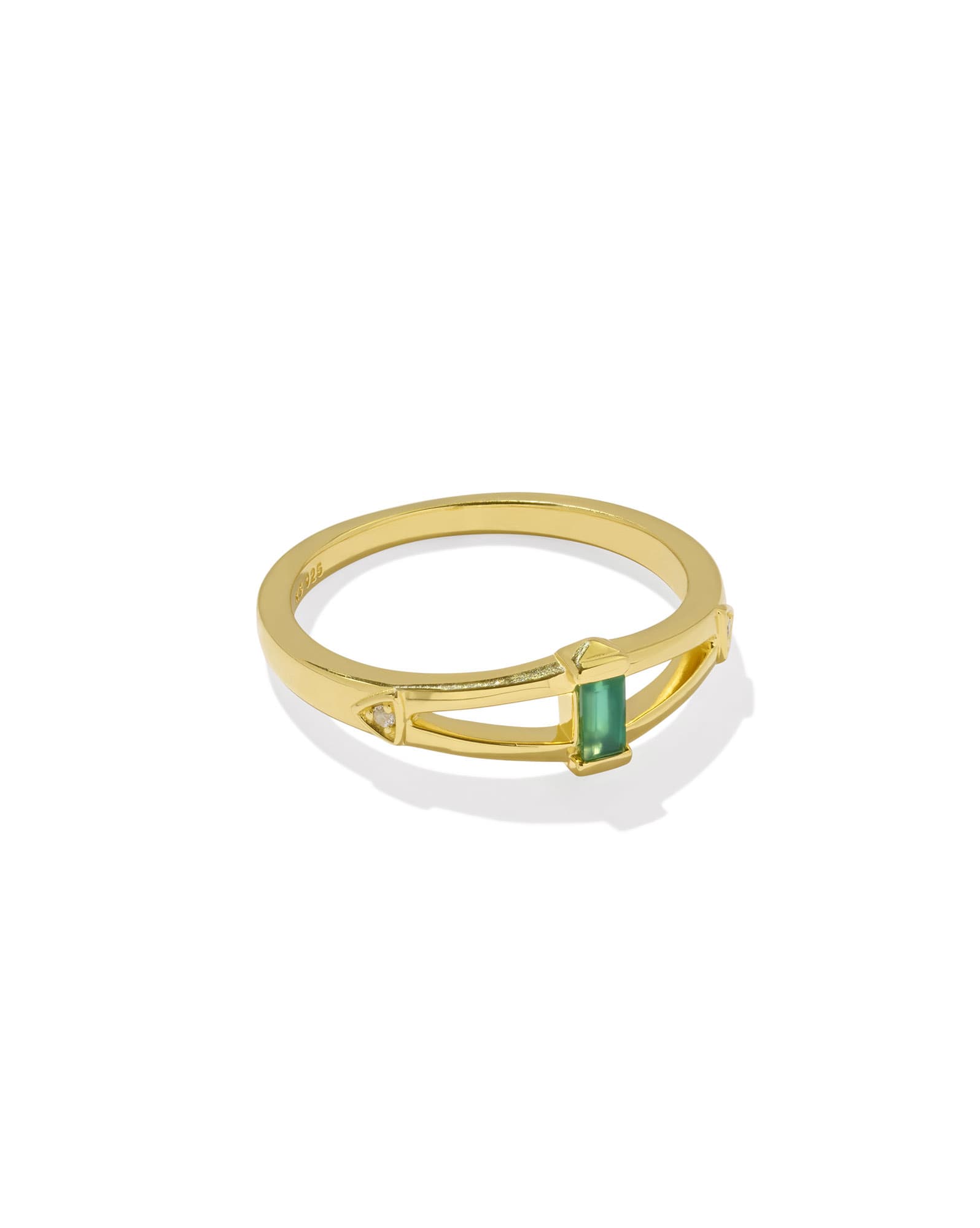 Blythe 18k Gold Vermeil Band Ring in Green Onyx and White Topaz