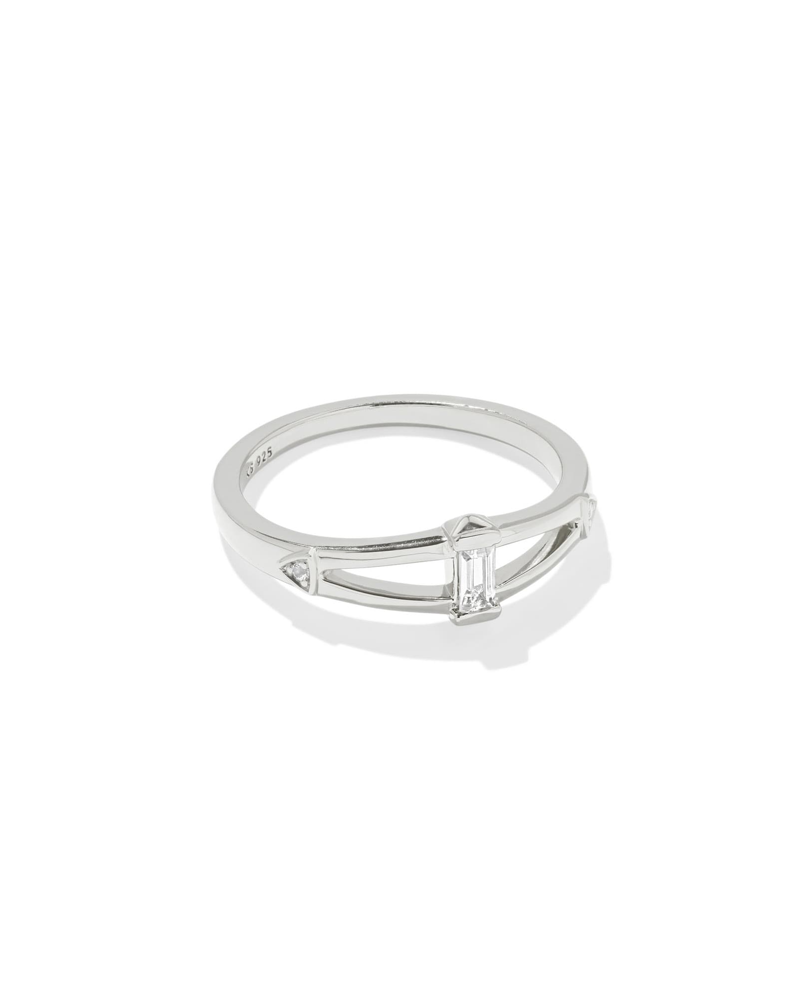 Blythe Sterling Silver Band Ring in White Topaz