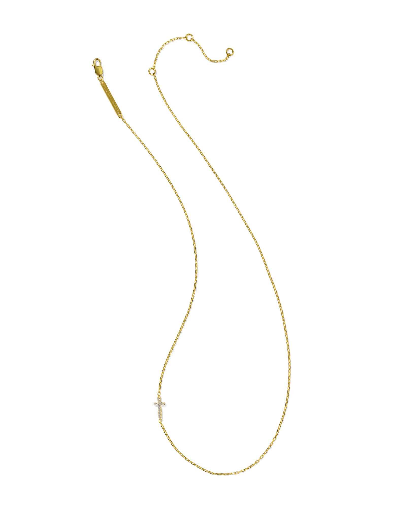 Cross 18k Gold Vermeil Inline Pave Necklace in White Topaz