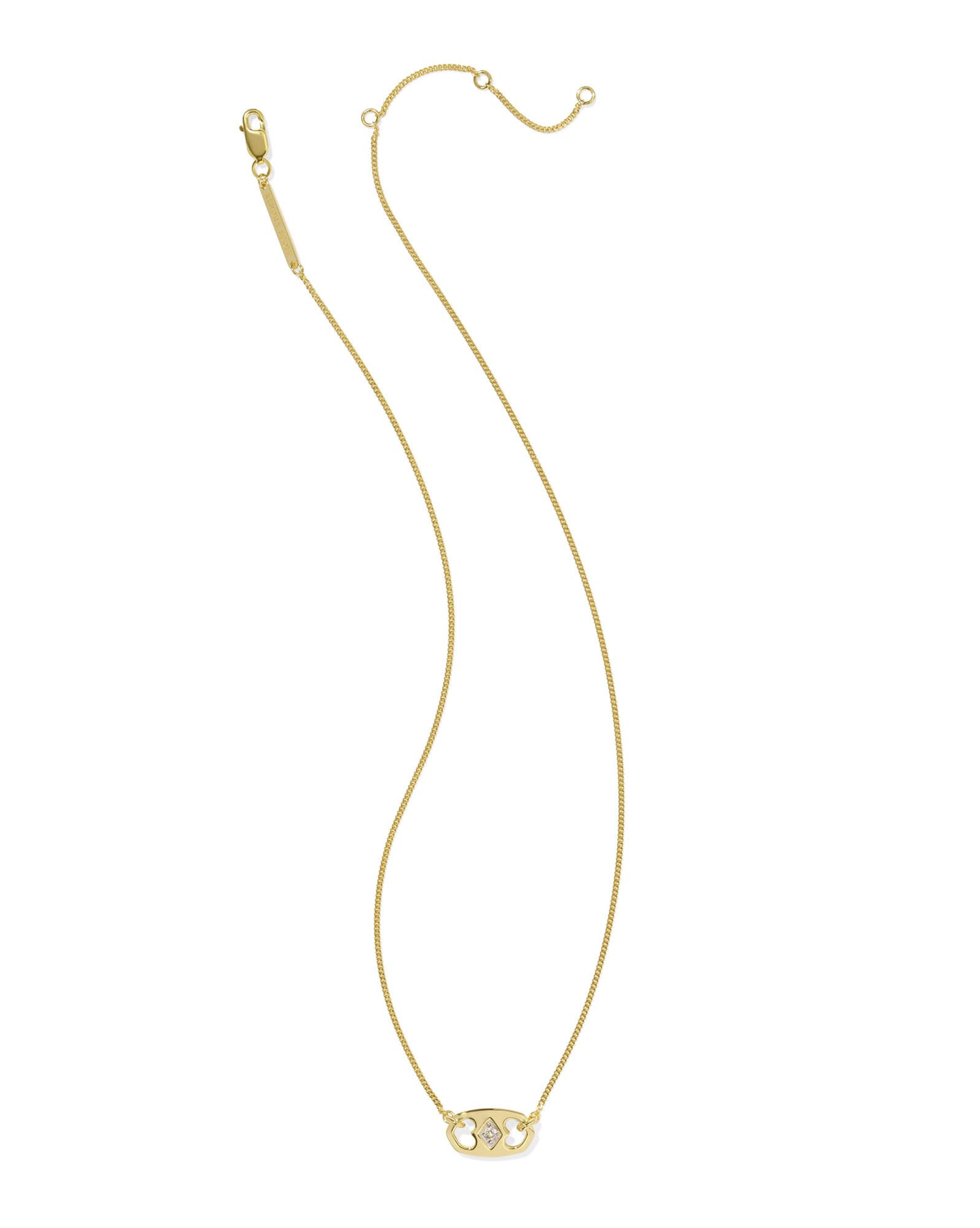 Elisa 18k Gold Vermeil Sparkle Tab Pendant Necklace in White Topaz