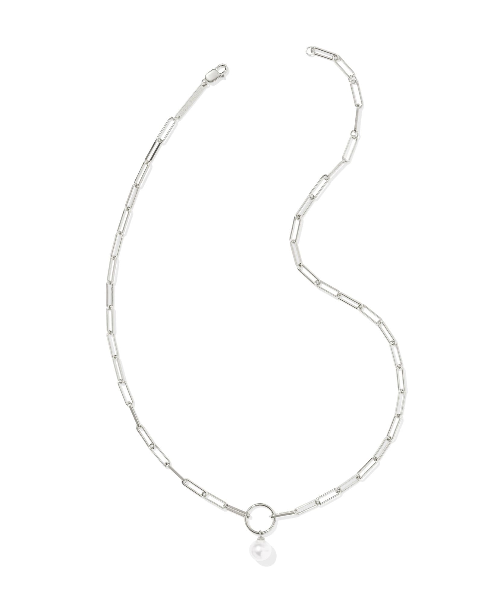 Jessica Sterling Silver Paperclip Necklace in Freshwater Cultured Pearl