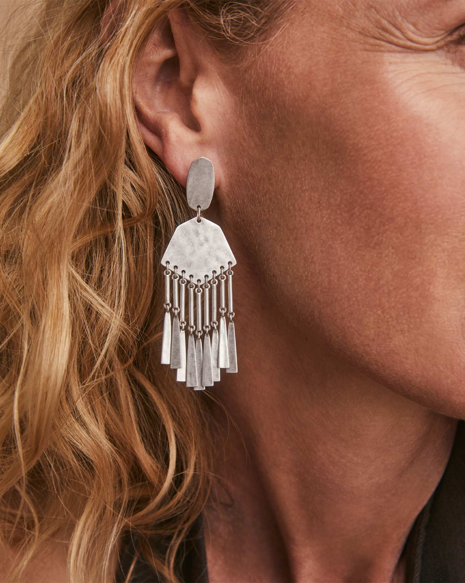 Lynne Statement Earrings in Vintage Silver