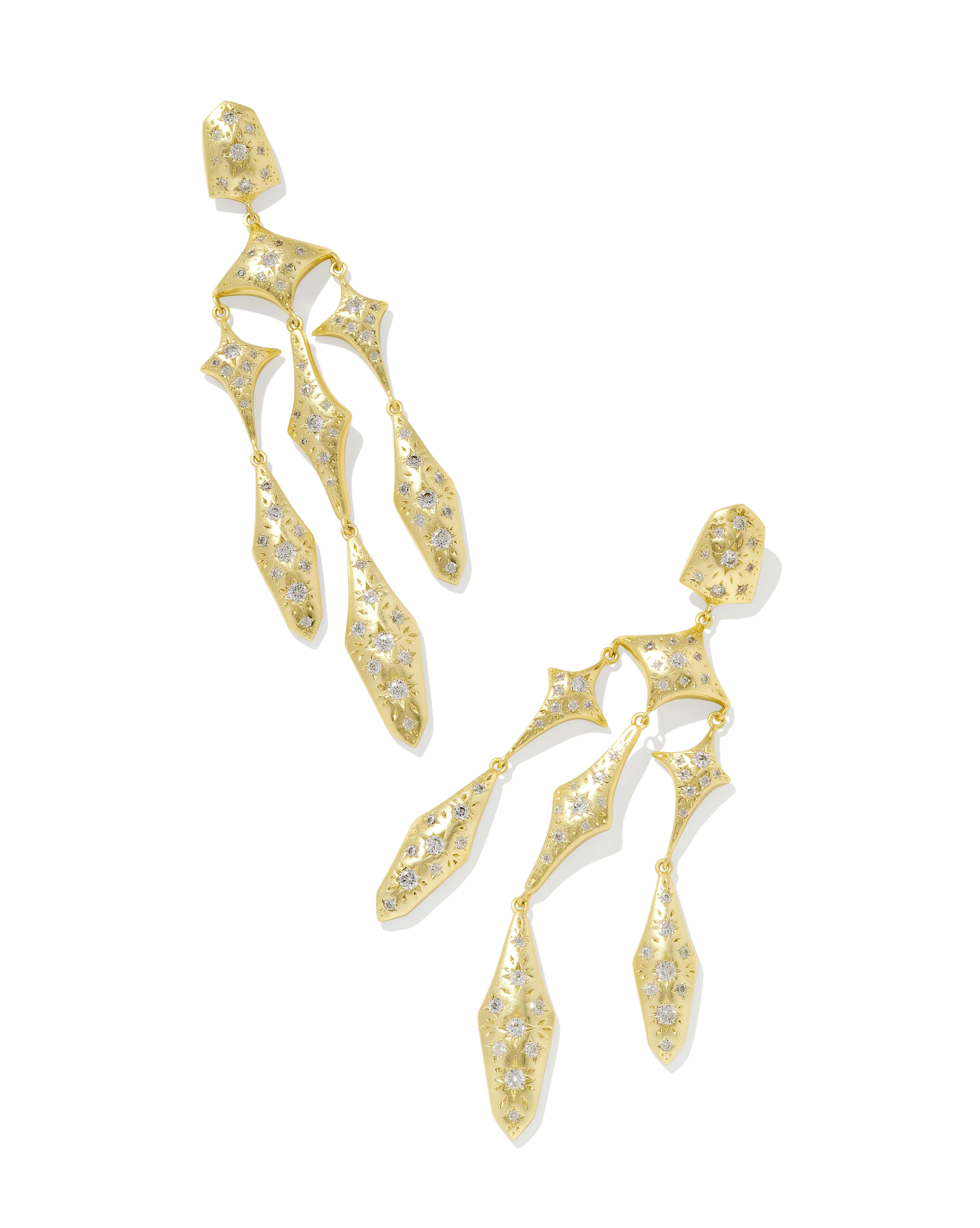 Holland Gold Statement Earrings in White CZ