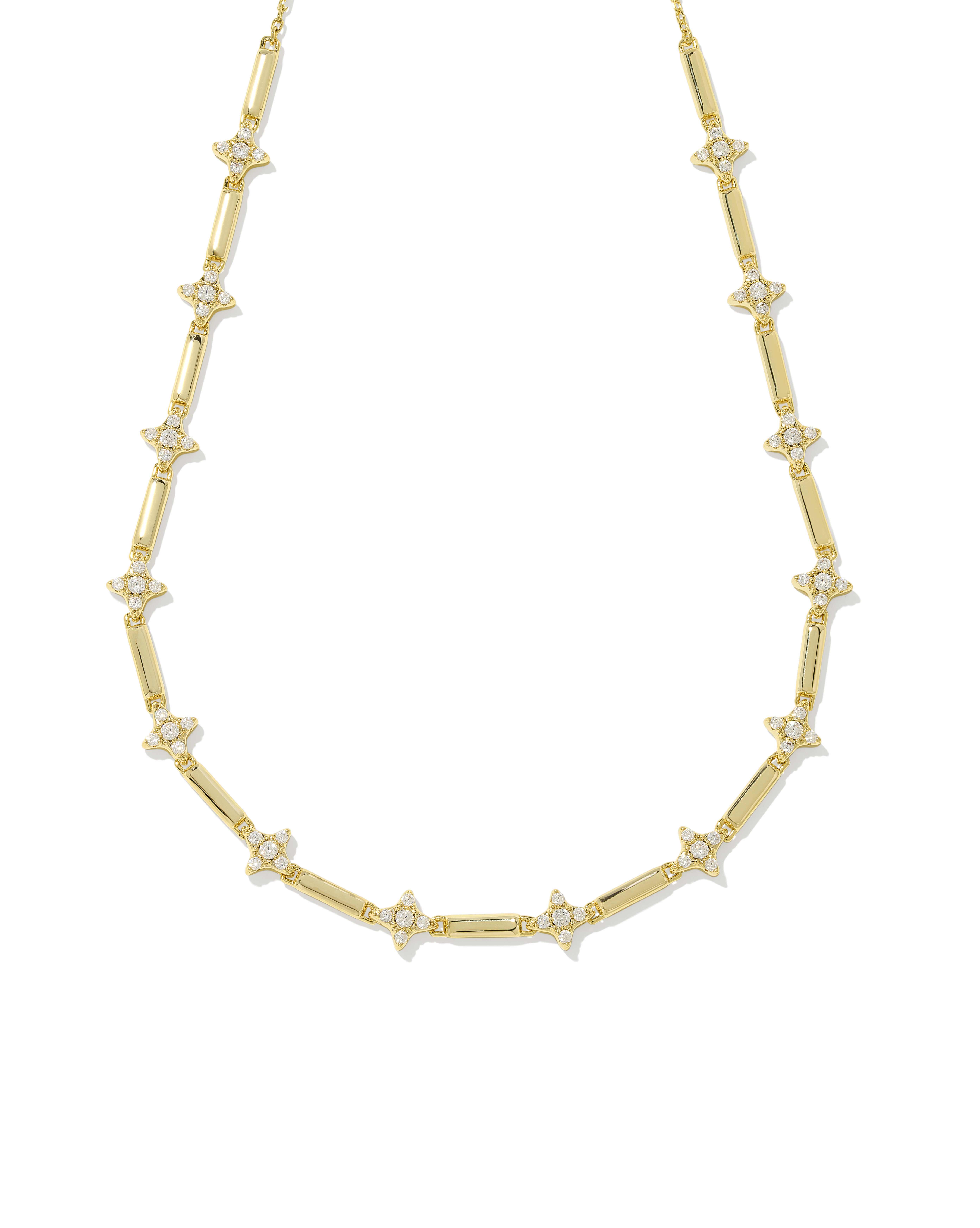 Holland Gold Strand Necklace in White CZ