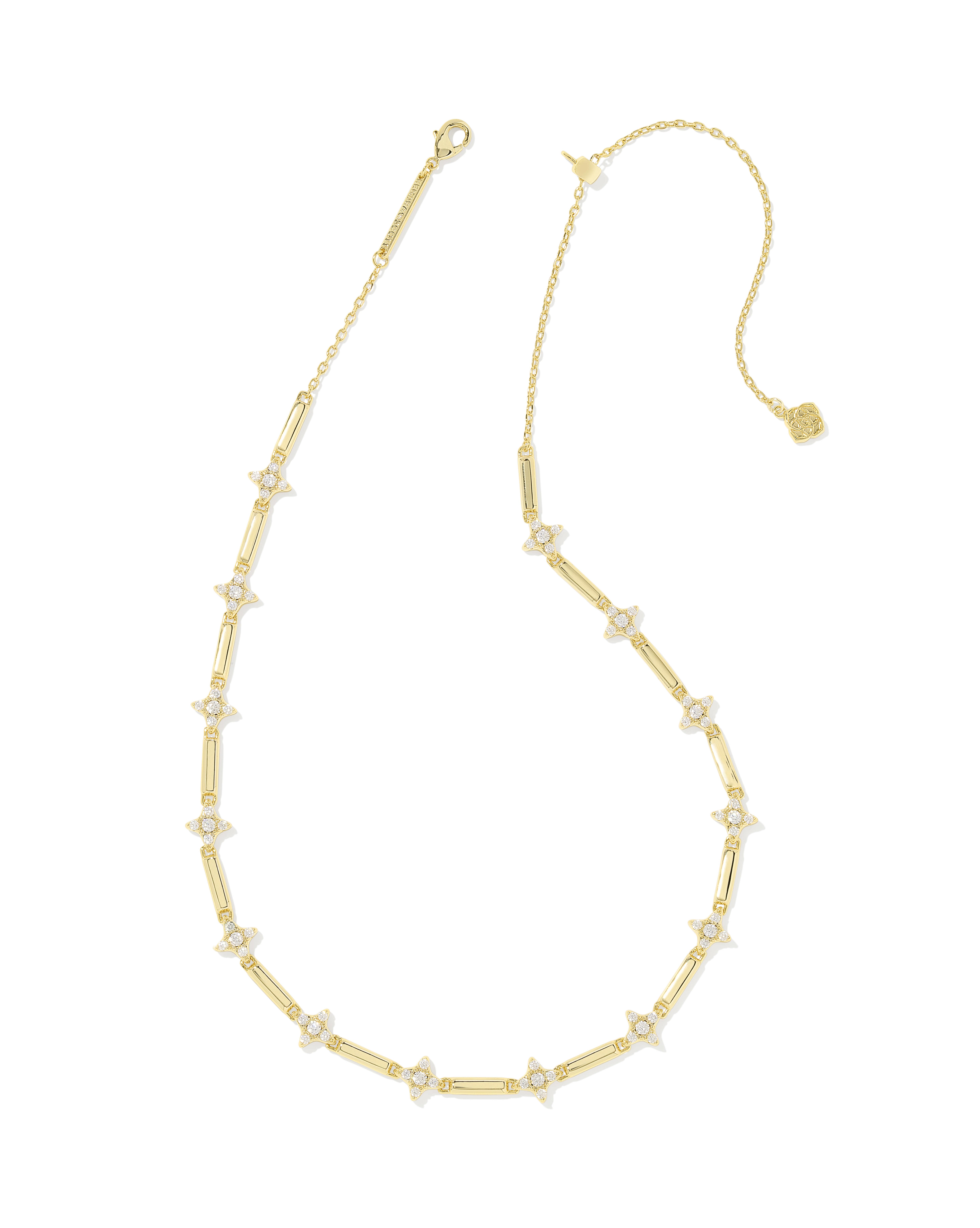 Holland Gold Strand Necklace in White CZ