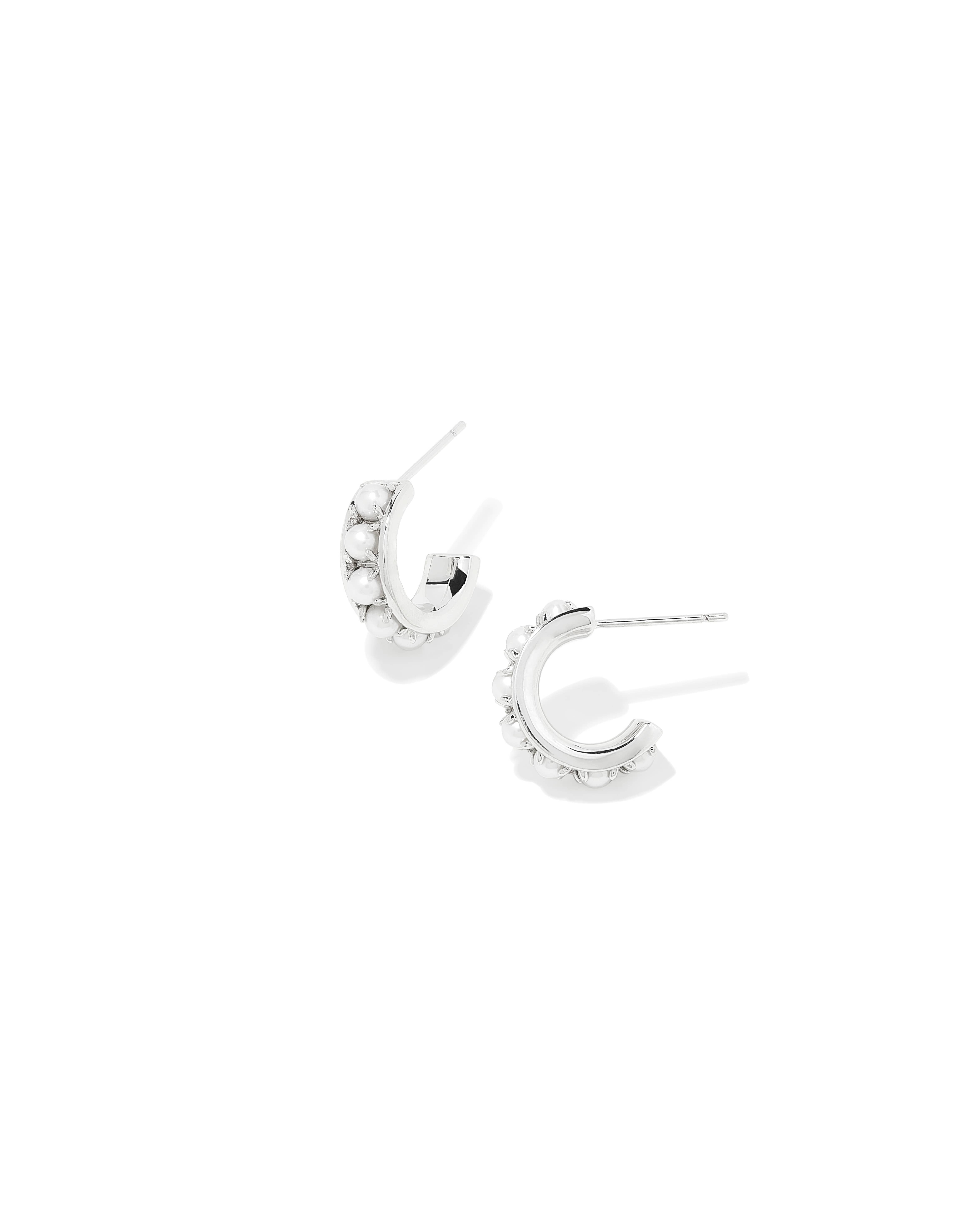 Krista Silver Huggie Earrings in Freshwater Cultured Pearl 