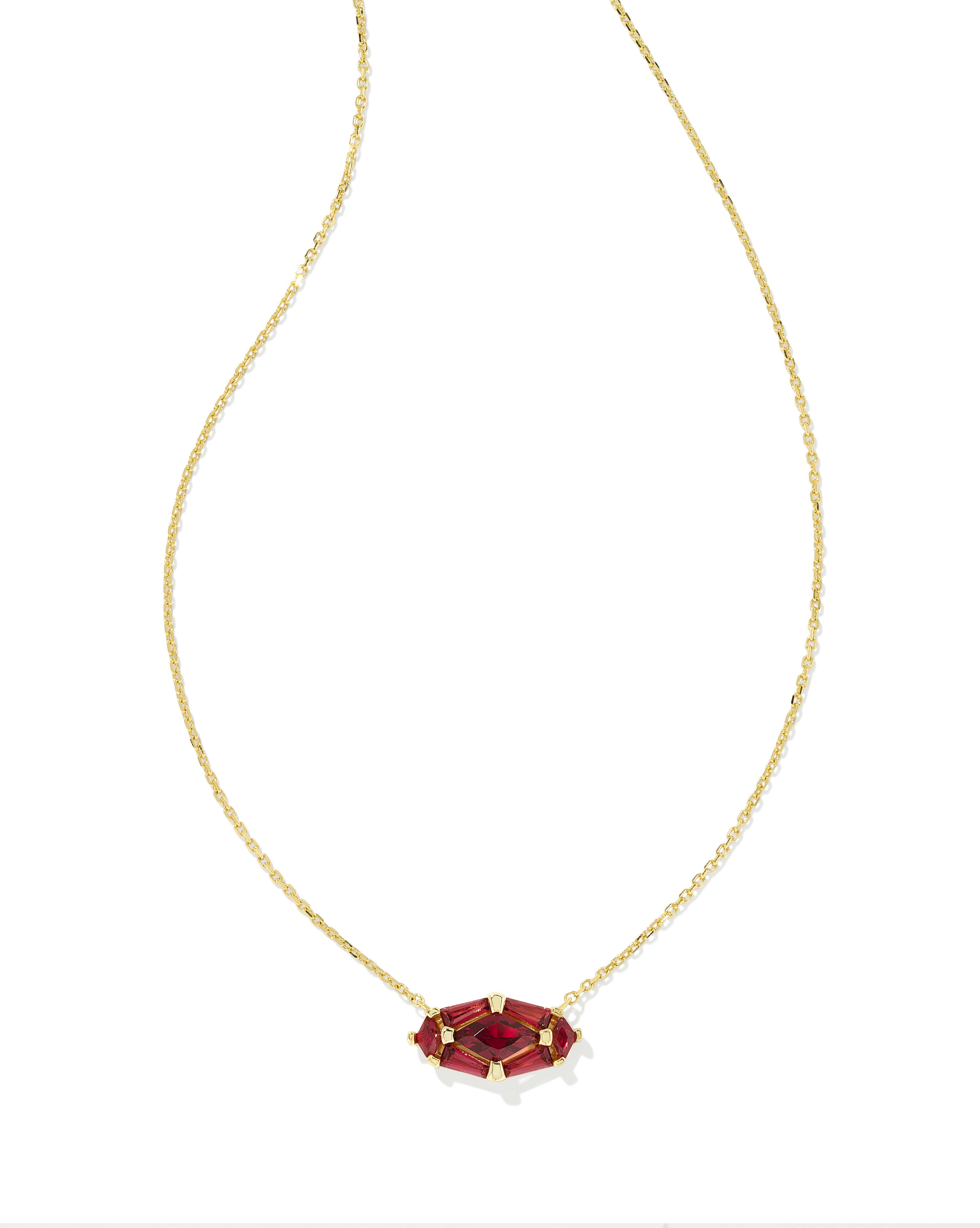 Lindy Rae Elisa Gold Short Pendant Necklace in Red Crystal