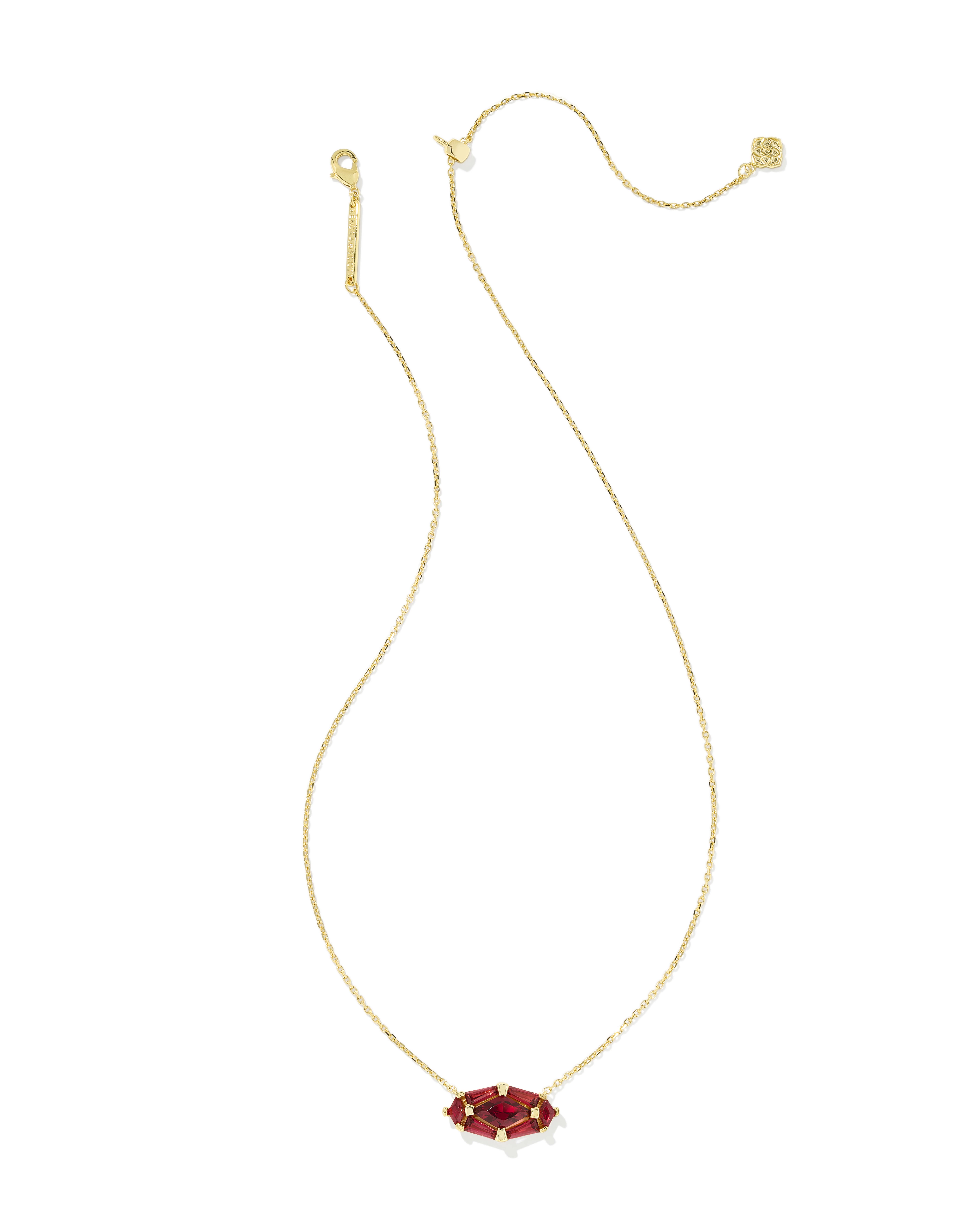 Lindy Rae Elisa Gold Short Pendant Necklace in Red Crystal