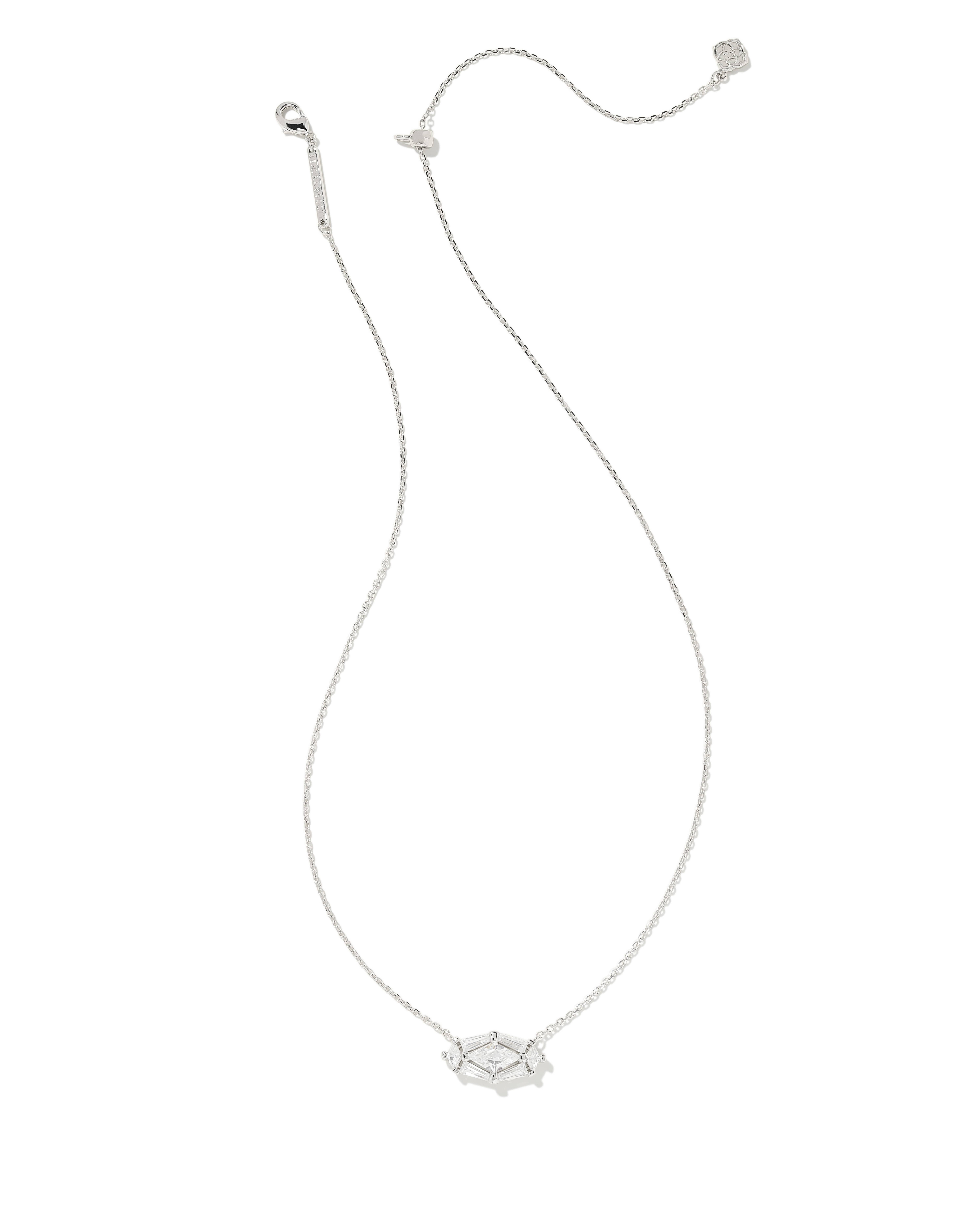 Lindy Rae Elisa Silver Short Pendant Necklace in White CZ