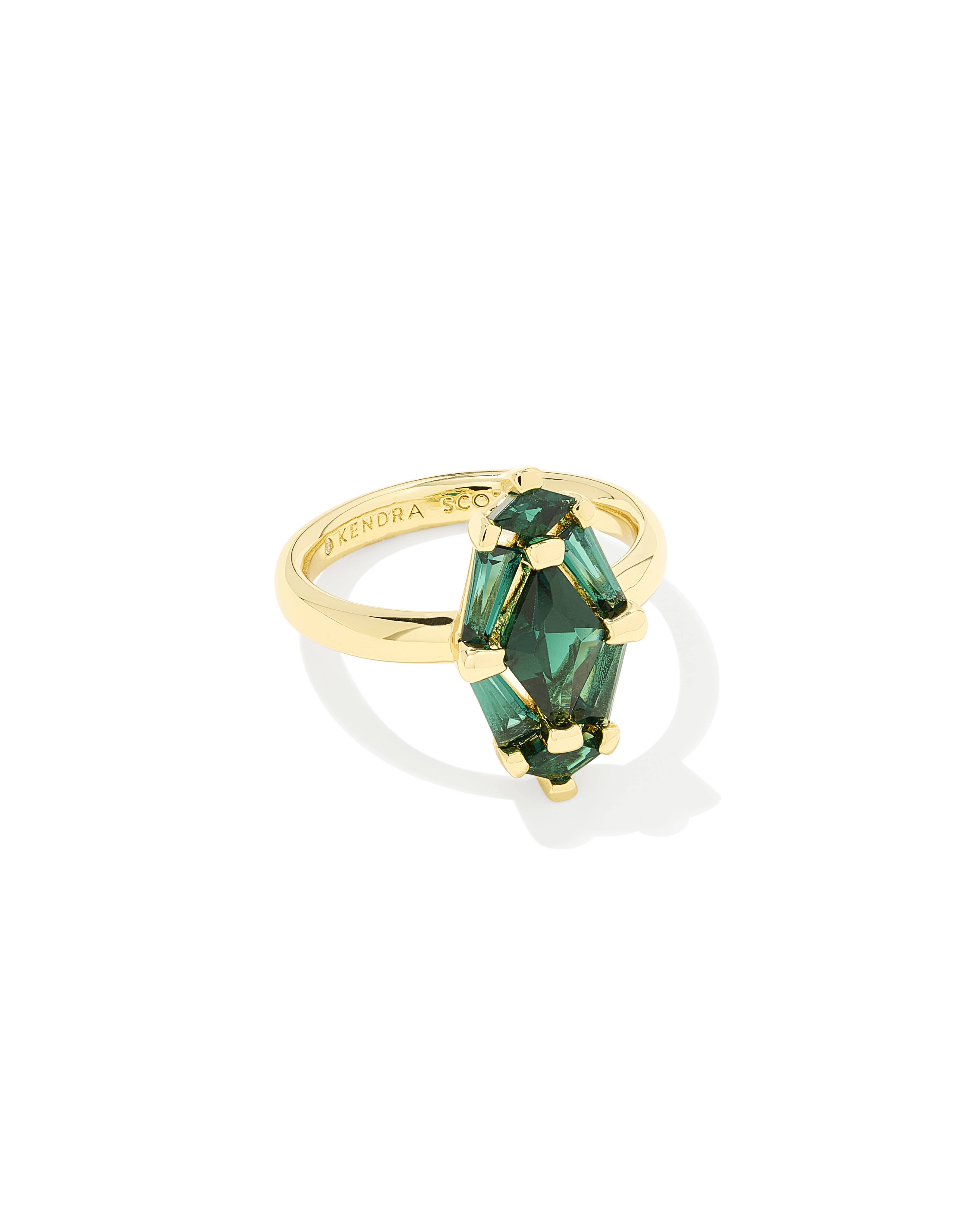 Lindy Rae Elyse Gold Cocktail Ring in Green Crystal