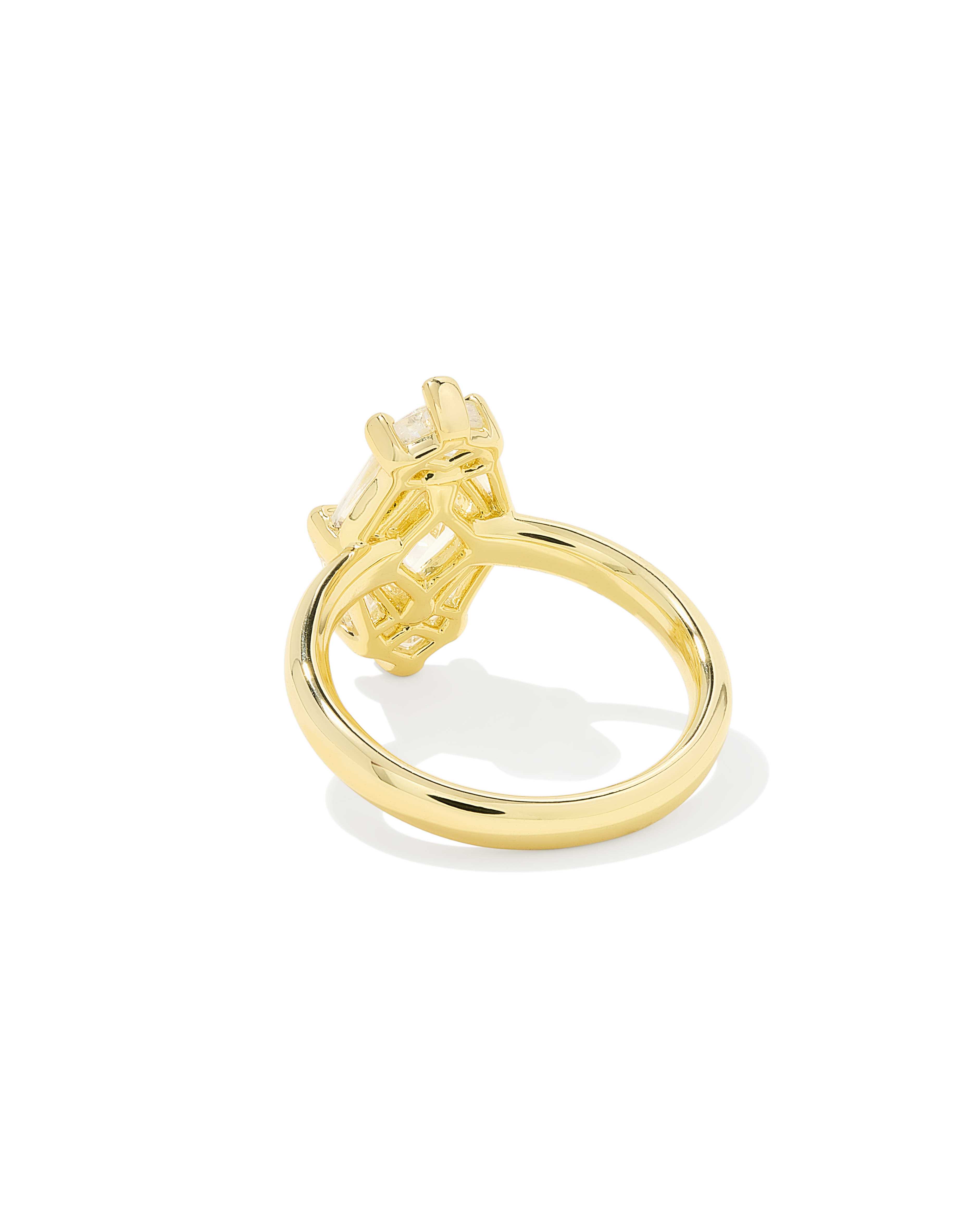 Lindy Rae Elyse Gold Cocktail Ring in White CZ