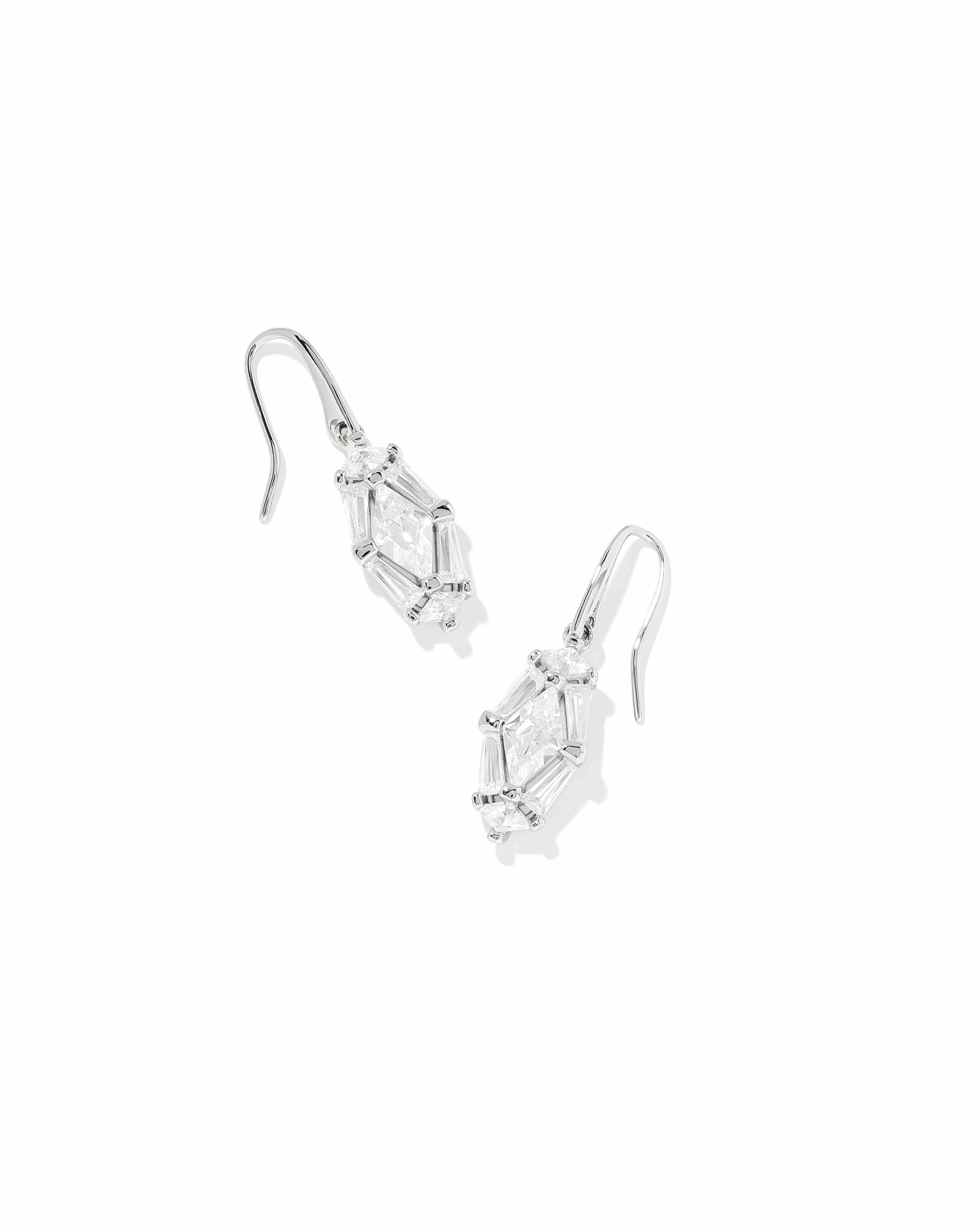 Lindy Rae Lee Silver Drop Earrings in White CZ