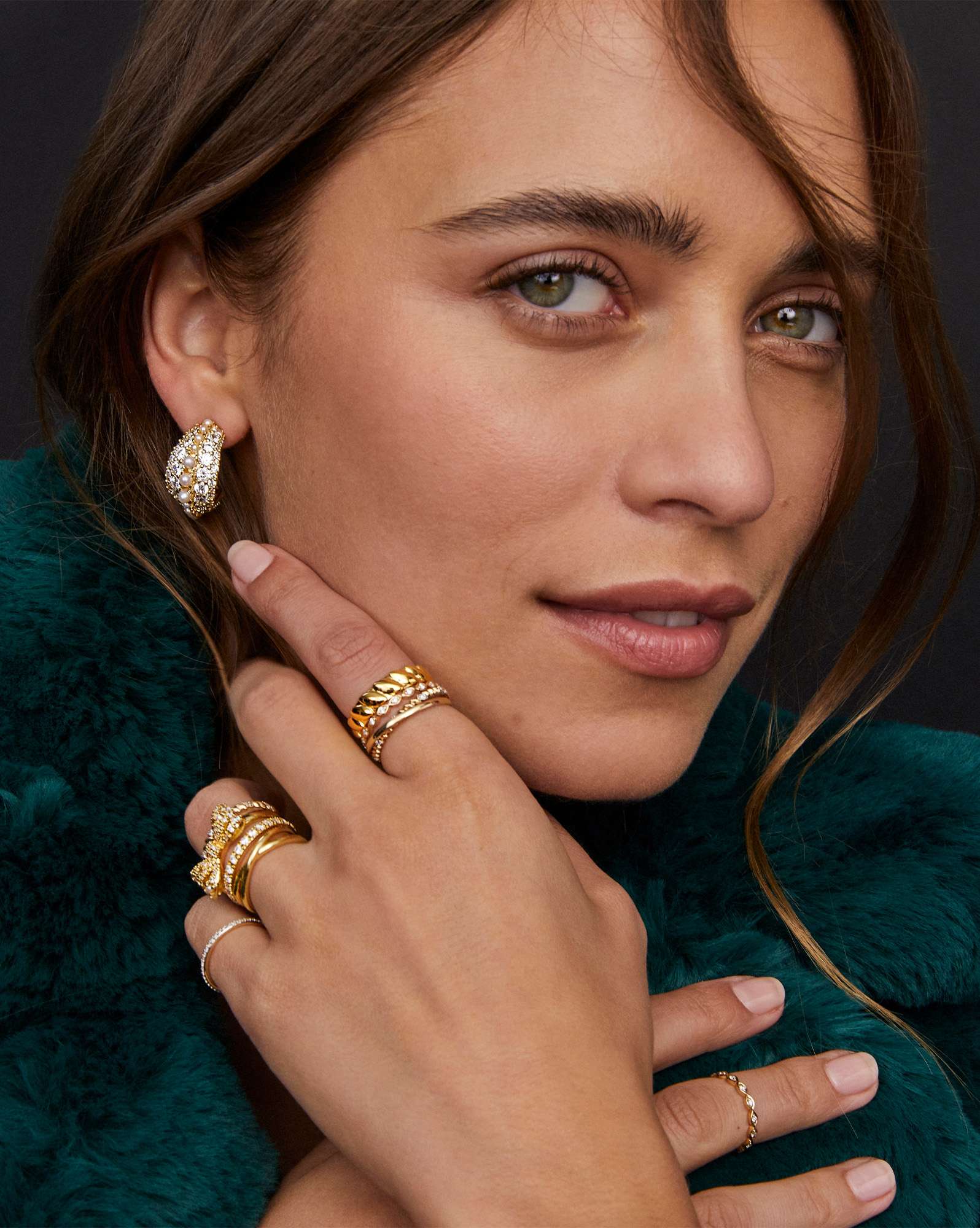 Krista Gold Hoop Earrings in Multi Mix