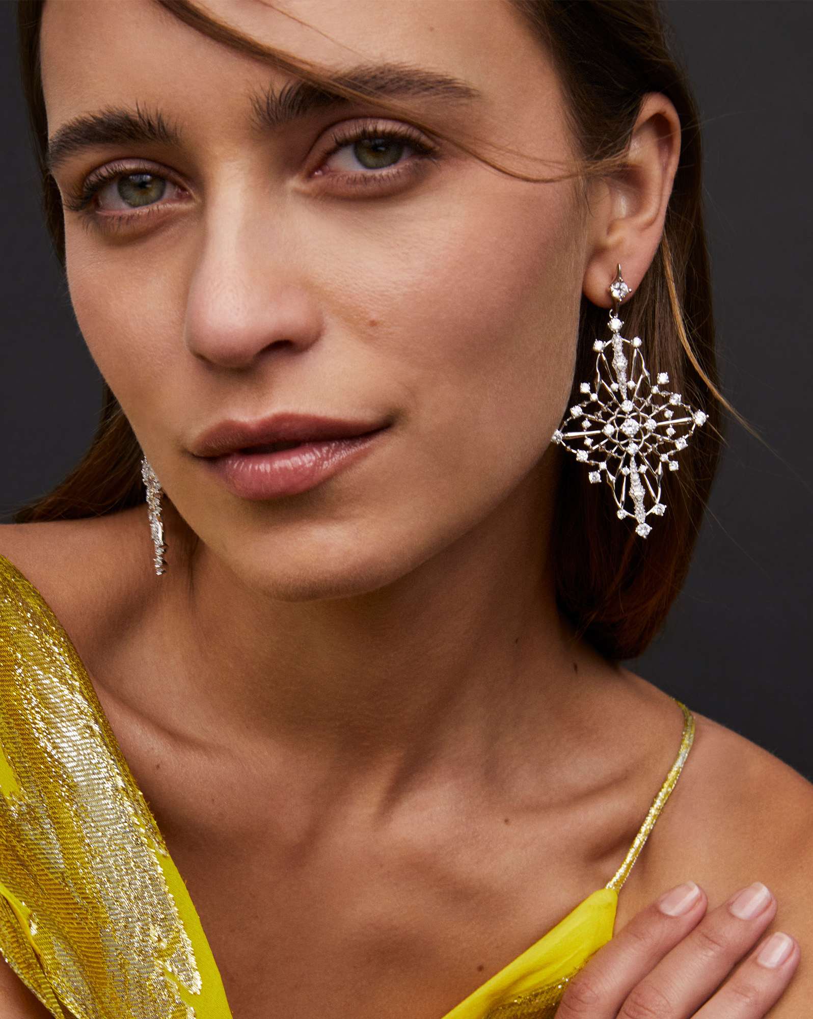 Rosalie Silver Statement Earrings in White CZ