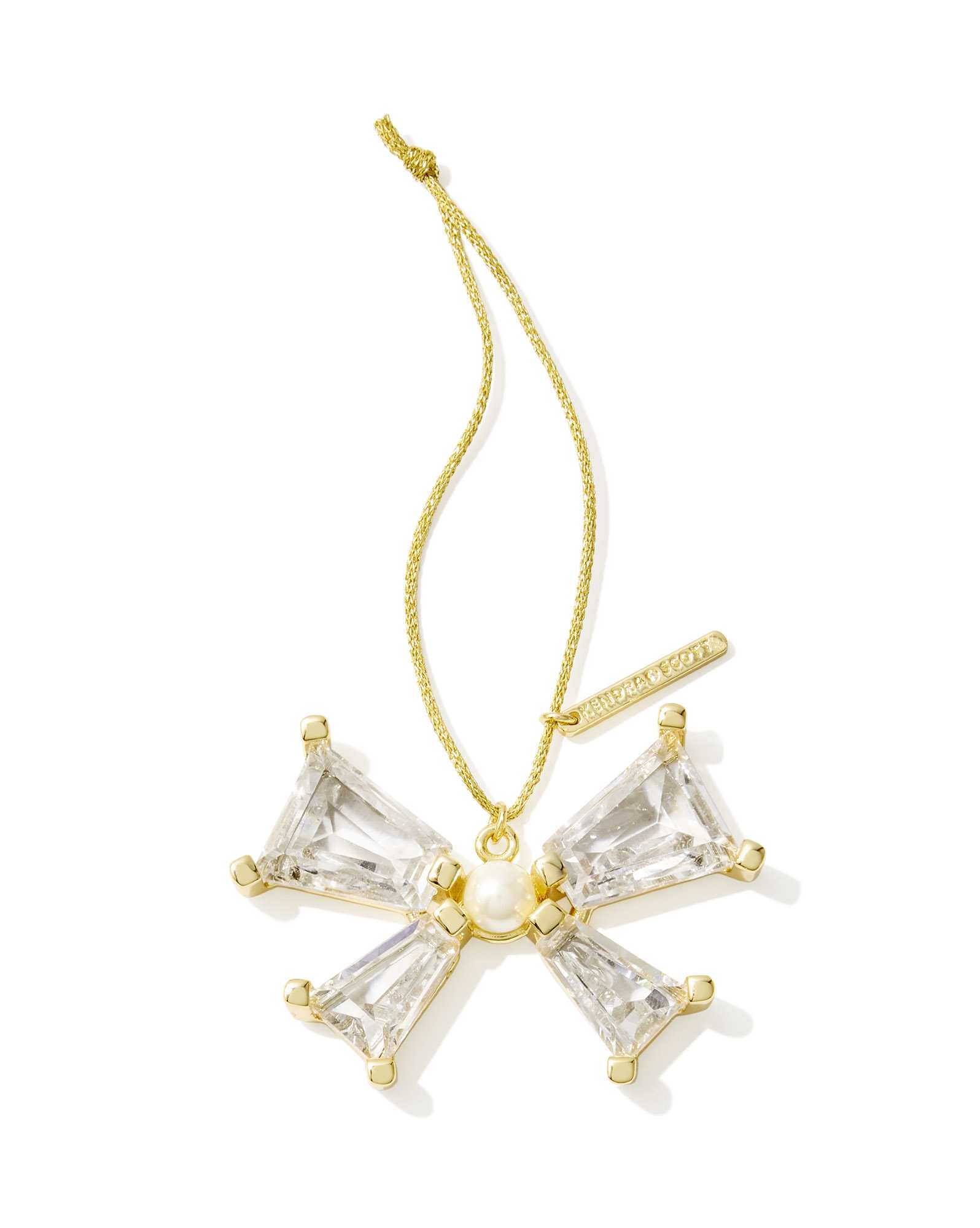 Blair Gold Bow Ornament in White