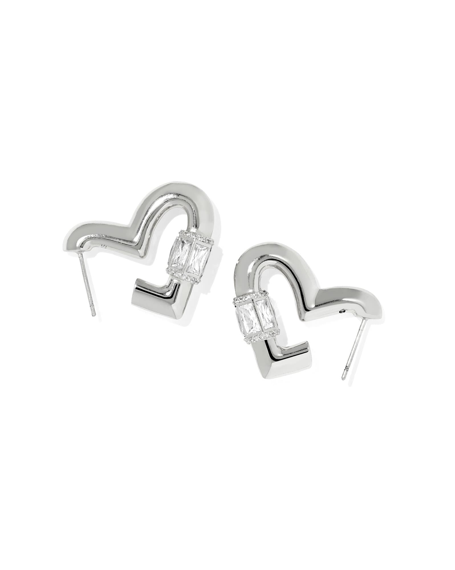 Emery Heart Silver Hoop Earrings