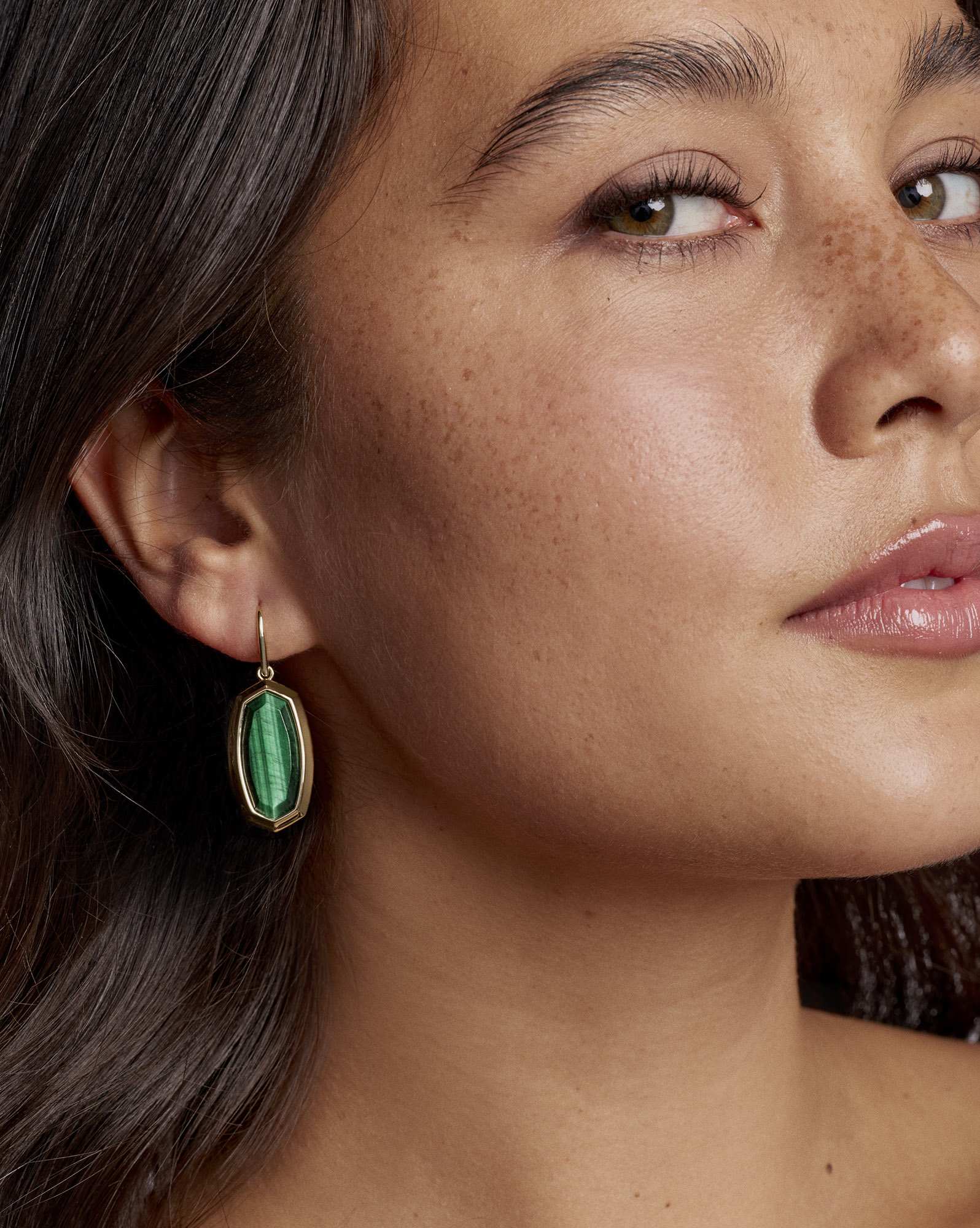 Dani Bezel Gold Drop Earrings