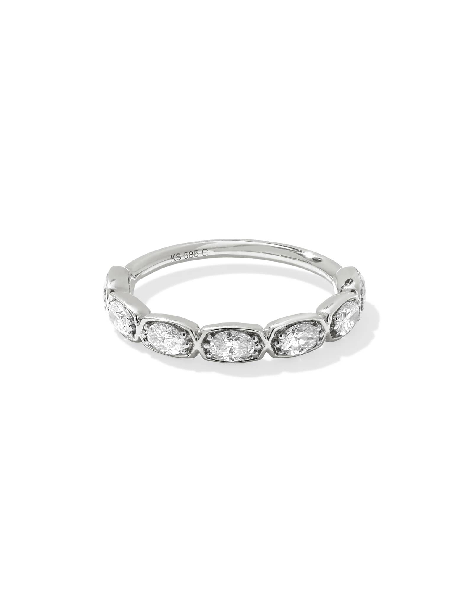 2.19 ct Lab Grown White Diamond Marisa Oval Band Ring in 14k White Gold