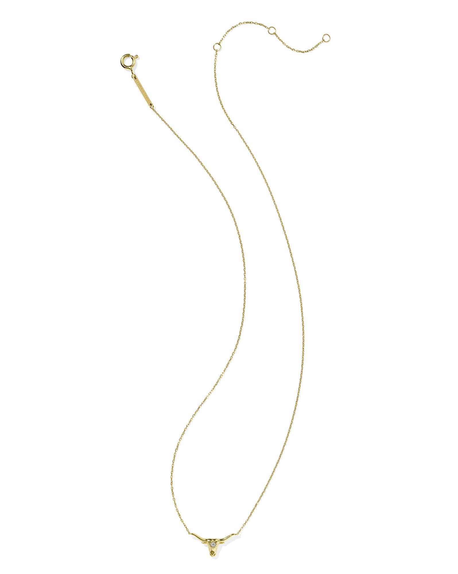 Diamond Accent 14k Yellow Gold Longhorn Necklace in White Diamond
