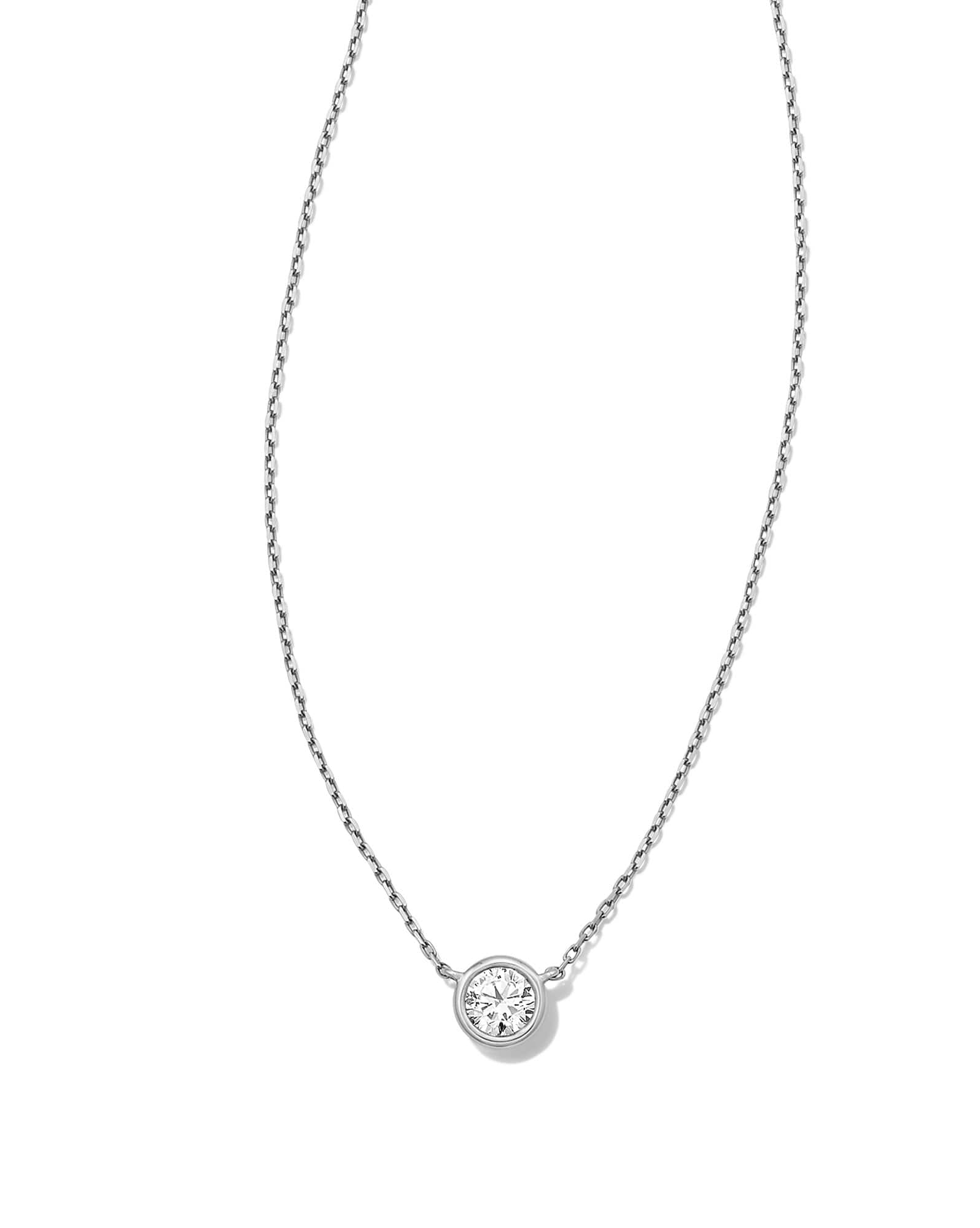 Lab Grown White Diamond Audrey Pendant Necklace in 14k White Gold