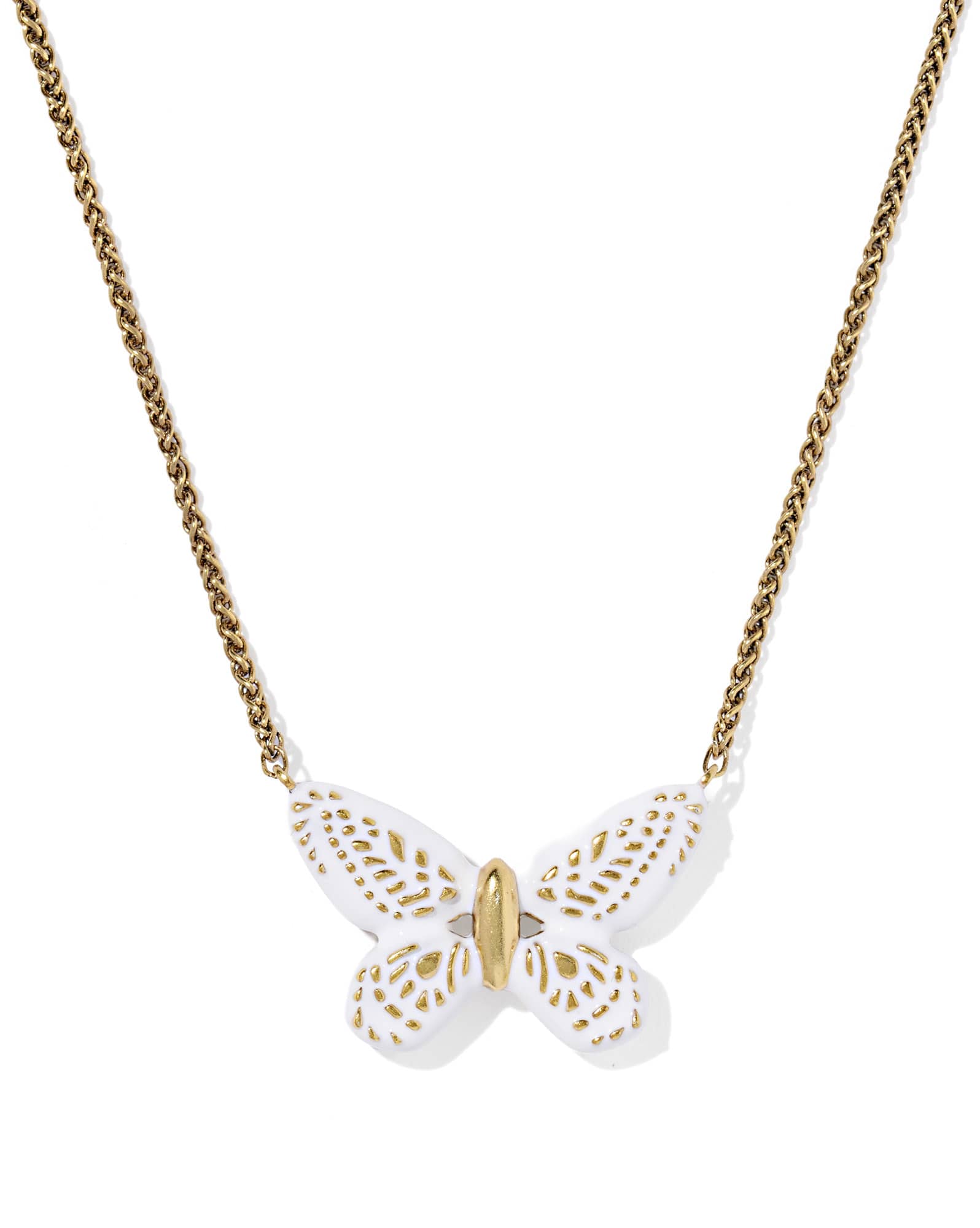 Dolly Parton x Kendra Scott Enamel Butterfly Vintage Gold Short Pendant Necklace