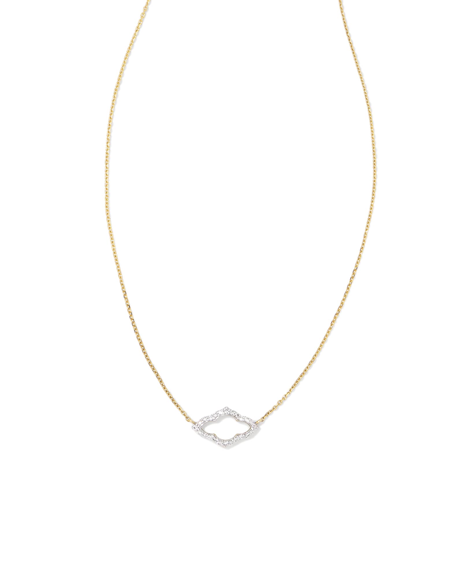 Small Abbie 14k Yellow Gold Pendant Necklace in White Diamond