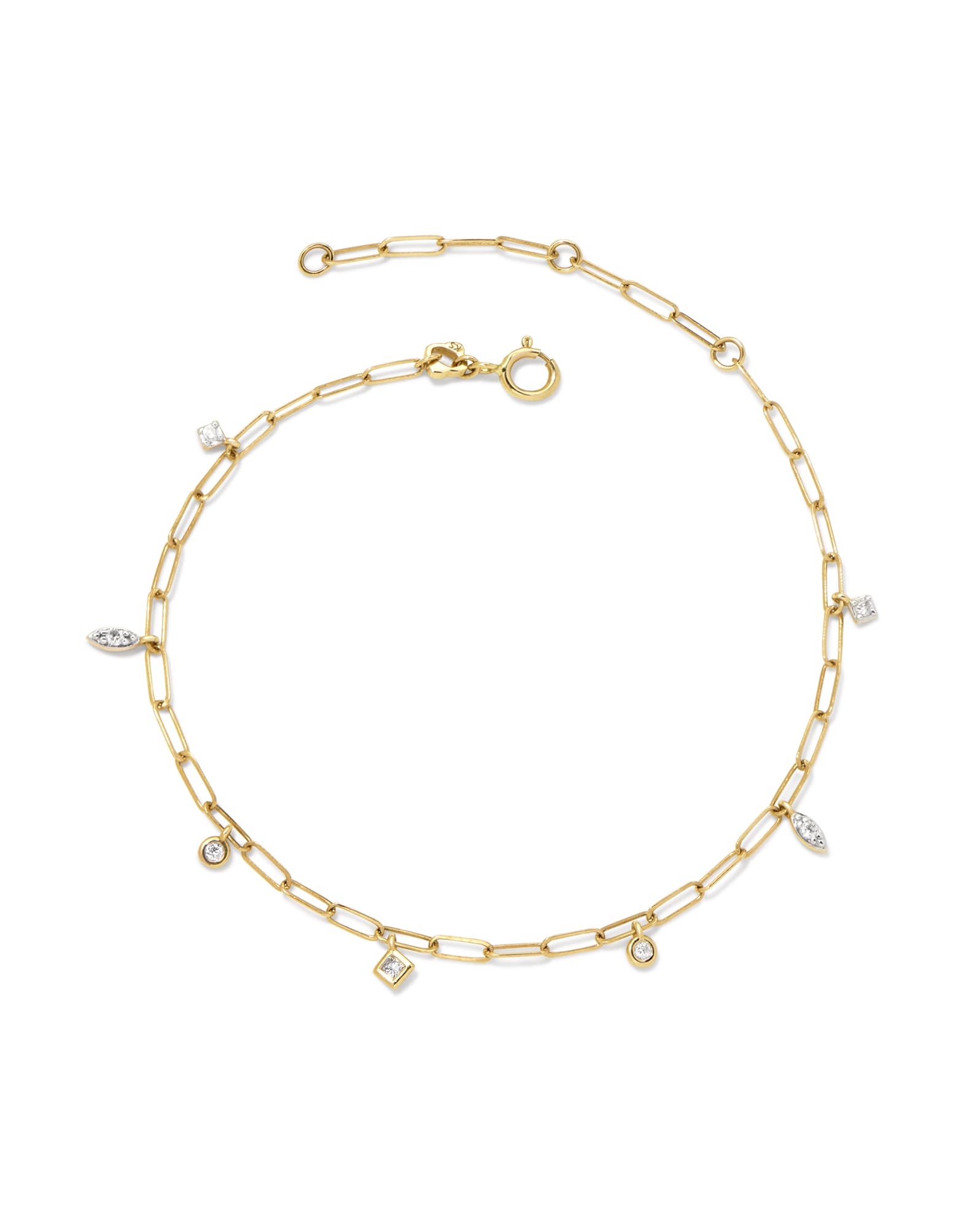 0.11 ct Willow 14k Yellow Gold Delicate Chain Bracelet in White Diamond