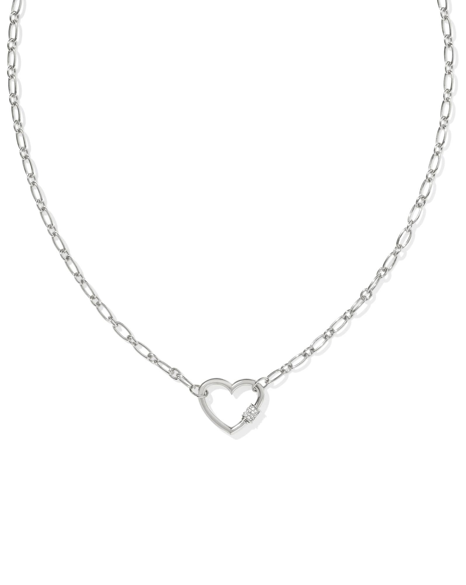 Bristol Sterling Silver Heart Pendant Necklace in White Topaz