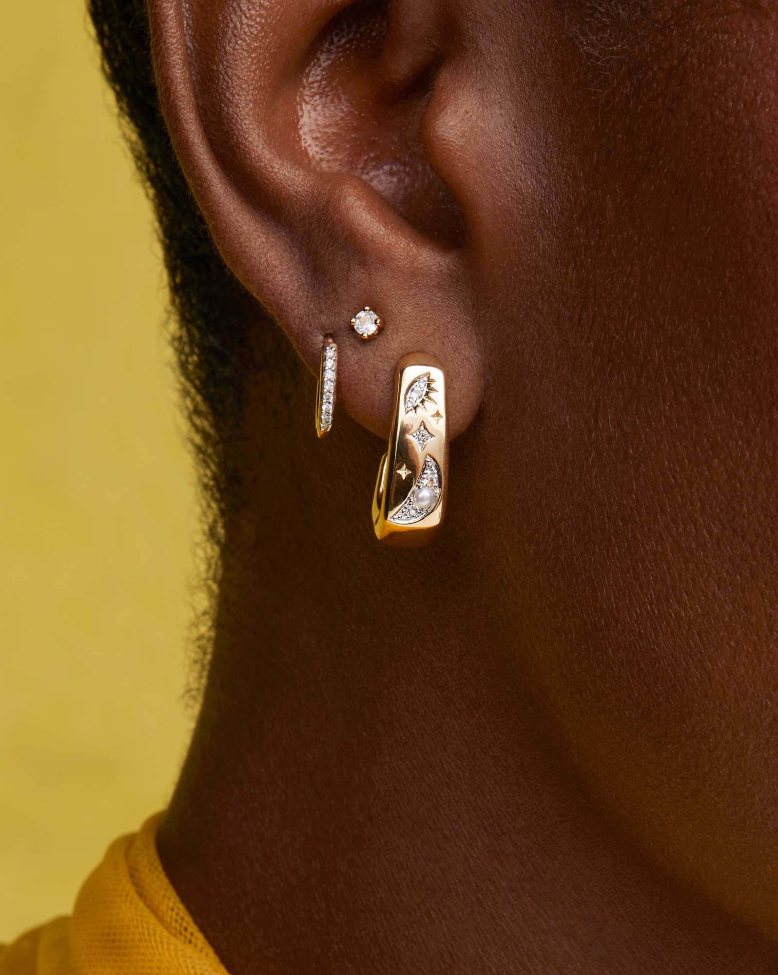 Skye Celestial 18k Yellow Gold Vermeil Huggie Earrings 