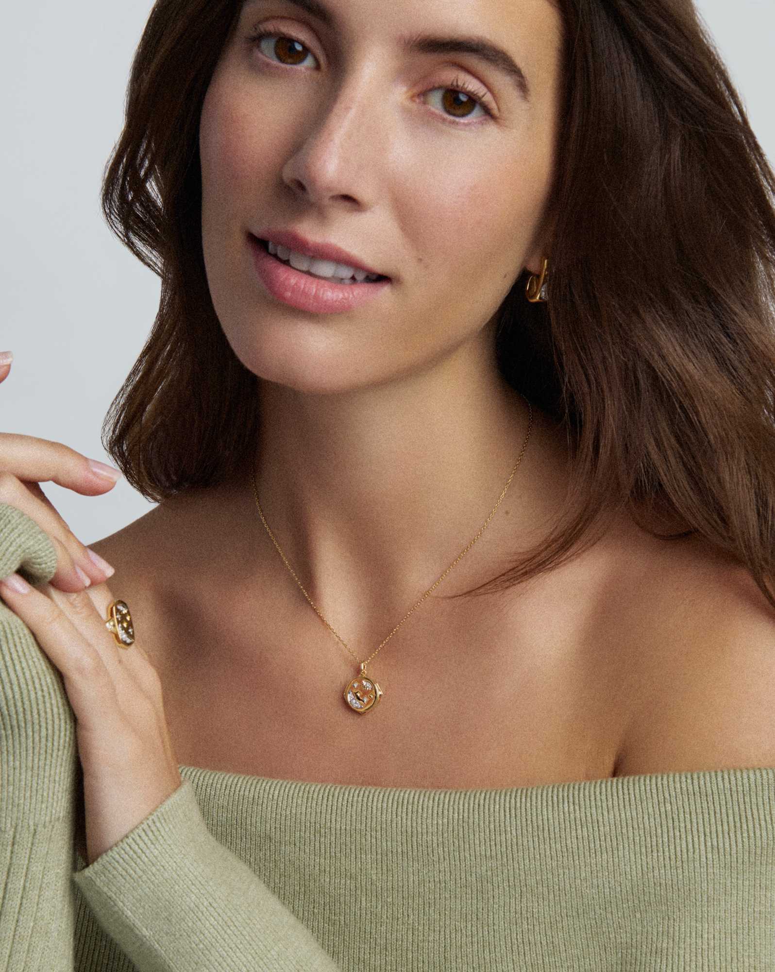 Skye Celestial 18k Yellow Gold Vermeil Locket Pendant Necklace 