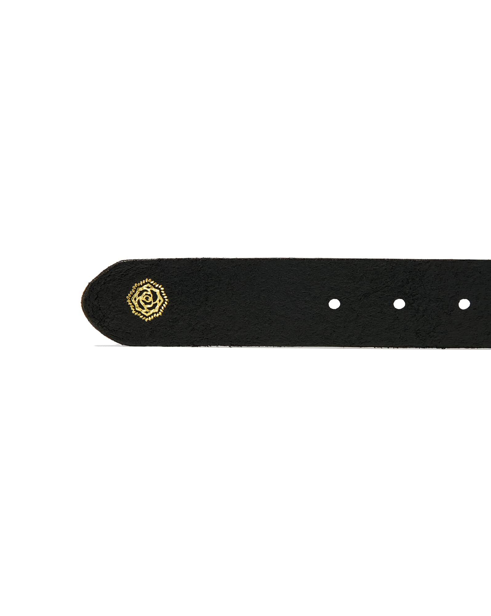 Hammered Buckle Belt in Black Leather