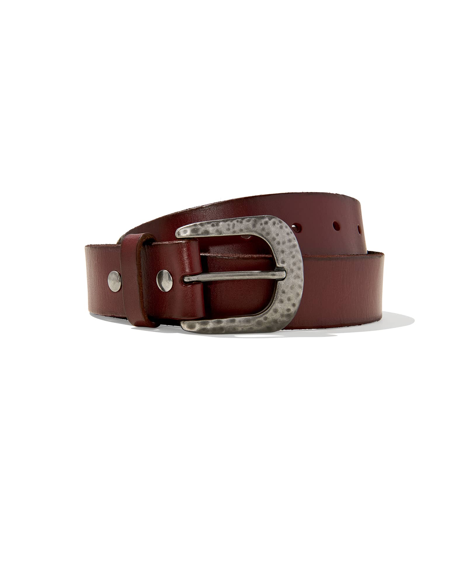 Hammered Buckle Belt in Cognac Leather