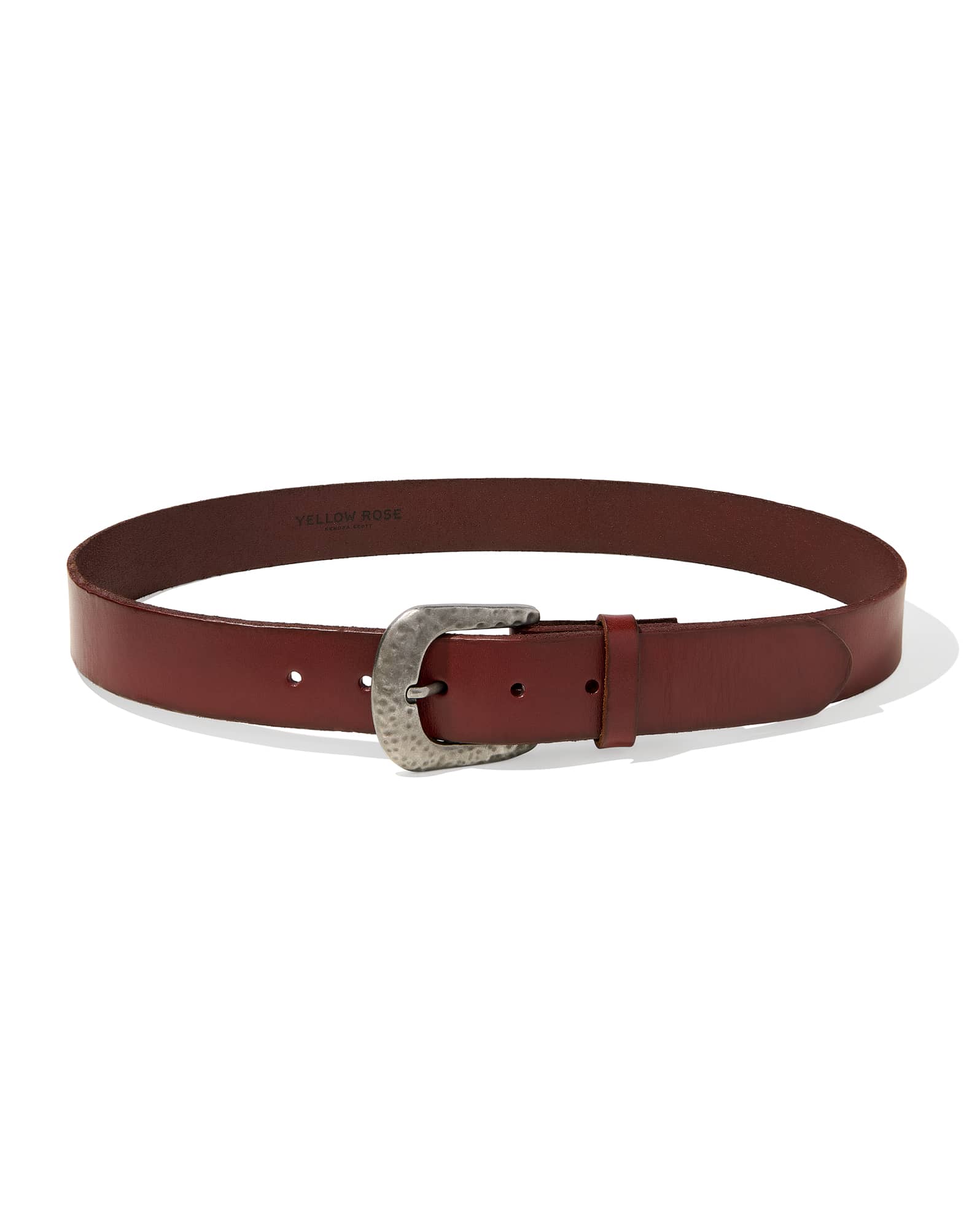 Hammered Buckle Belt in Cognac Leather