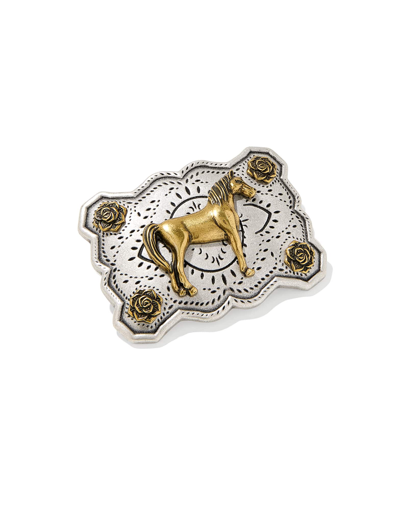 Yellow Rose Equine Belt Buckle in Mixed Metal