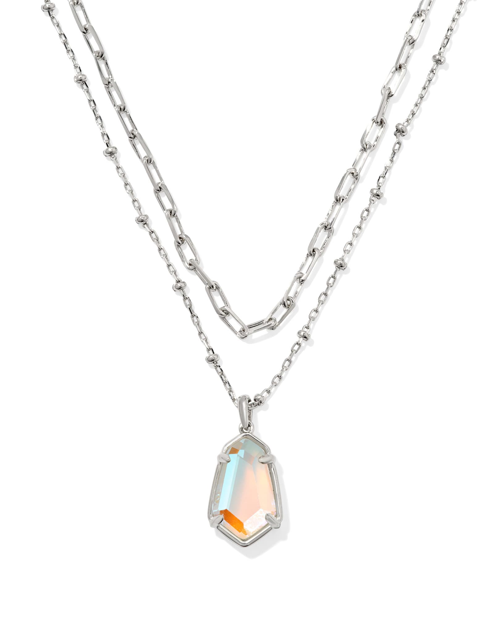 Alexandria Silver Satellite Multi Strand Necklace in Dichroic Glass