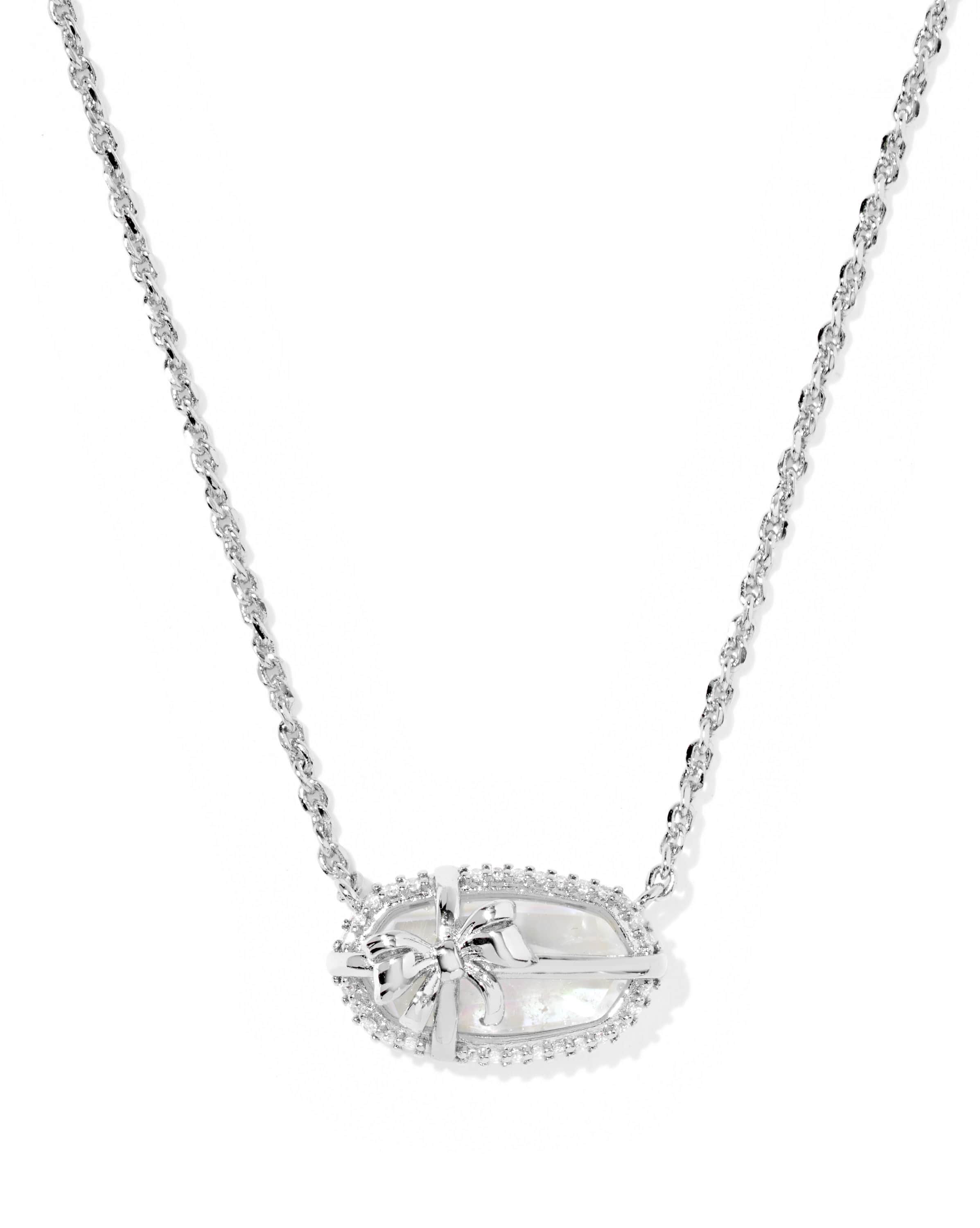 Elisa Bow Silver Short Pendant Necklace 
