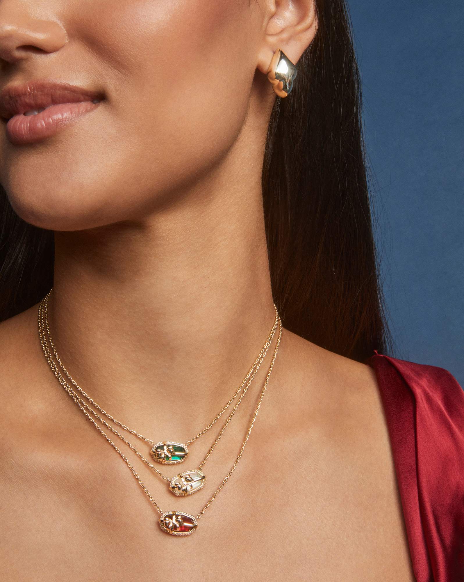 Adeline Gold Metal Stud Earrings 